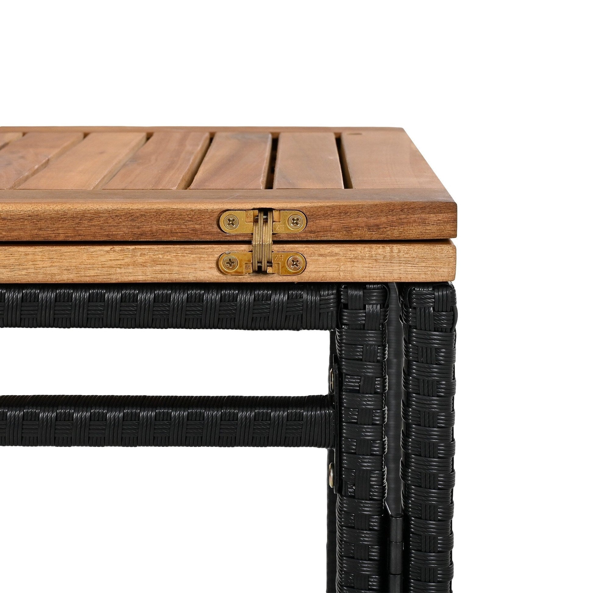 Ensemble bistro d'extérieur 5 pièces en bois d'acacia et osier, hauteur bar