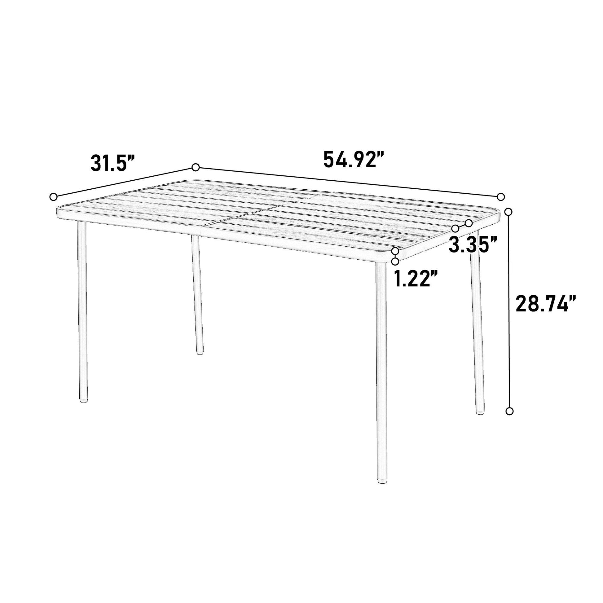 Ensemble de salle à manger d'extérieur 5 pièces avec chaises en plastique et table en acier