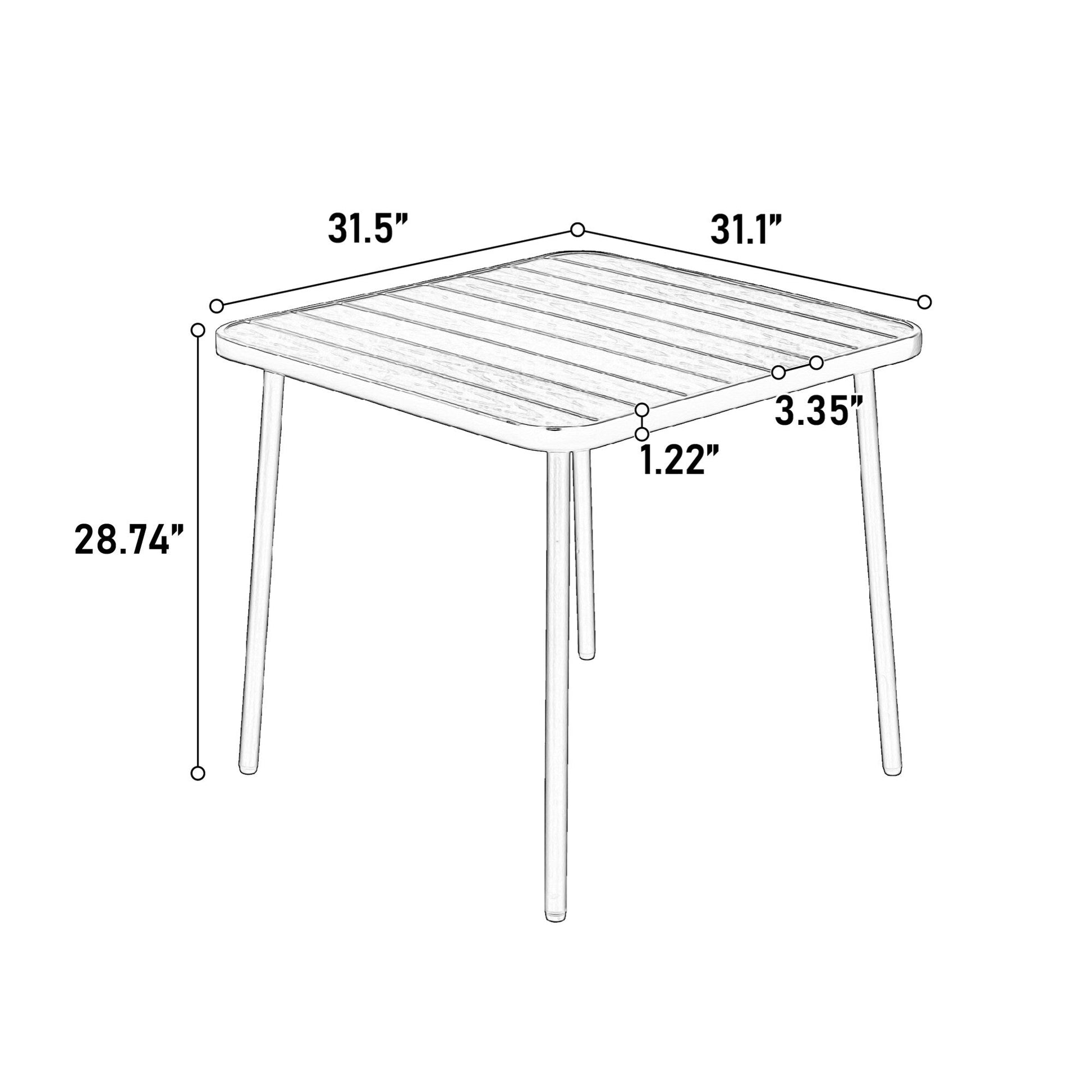 Ensemble de salle à manger d'extérieur 5 pièces avec chaises en plastique et table en acier