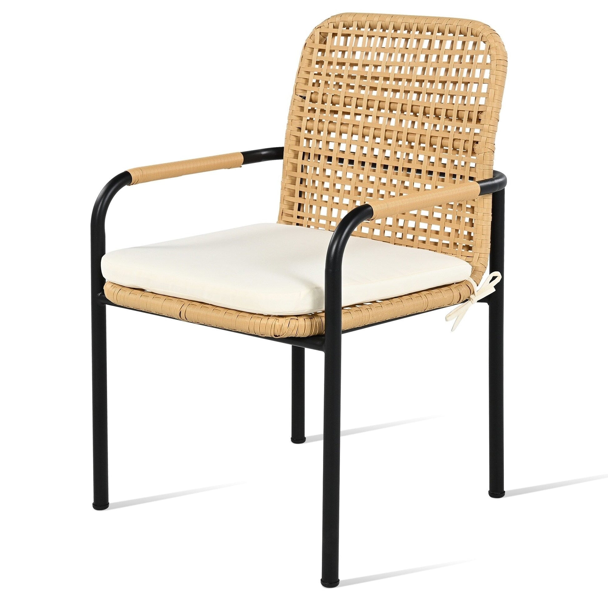 Ensemble de salle à manger de patio 7 pièces en avoine avec table prête pour parasol et chaises rembourrées