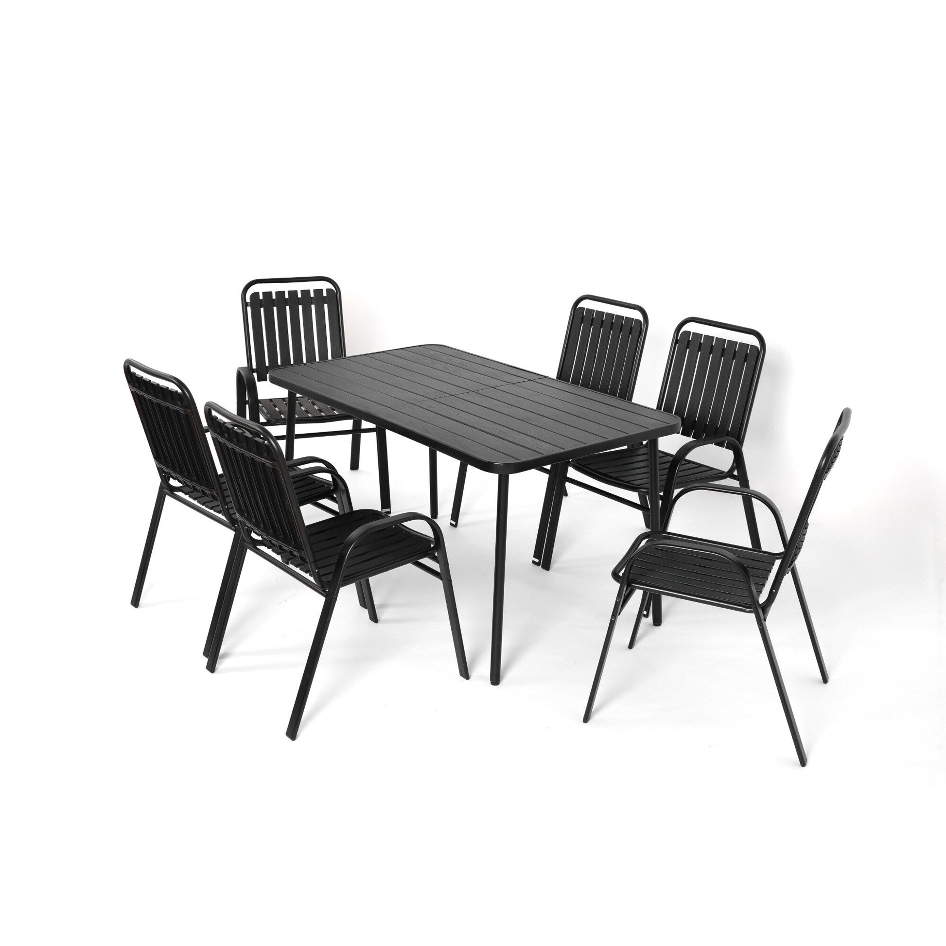 Ensemble de salle à manger de patio en osier 7 pièces avec chaises pivotantes rembourrées