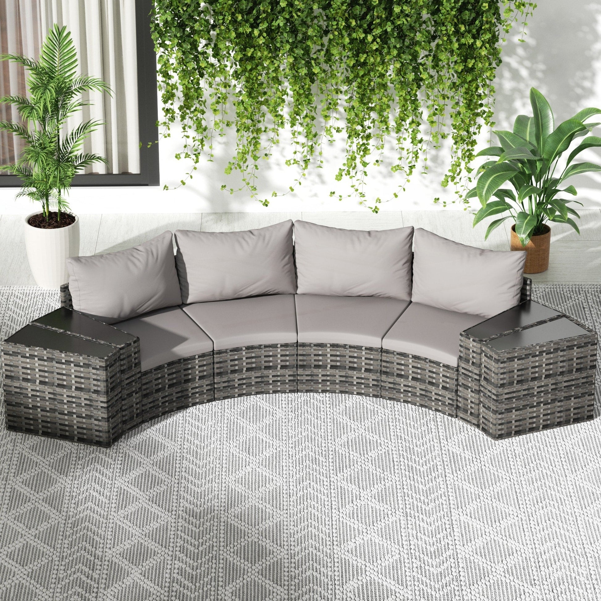 Ensemble de meubles de patio ronds sectionnels demi-lune 8 pièces
