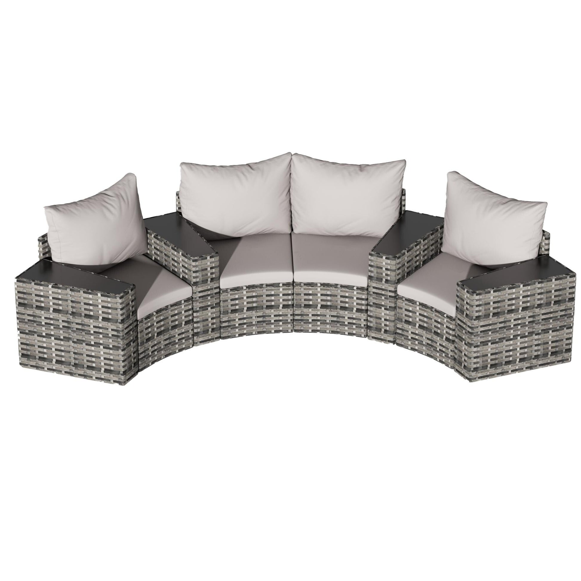 Ensemble de meubles de patio ronds sectionnels demi-lune 8 pièces