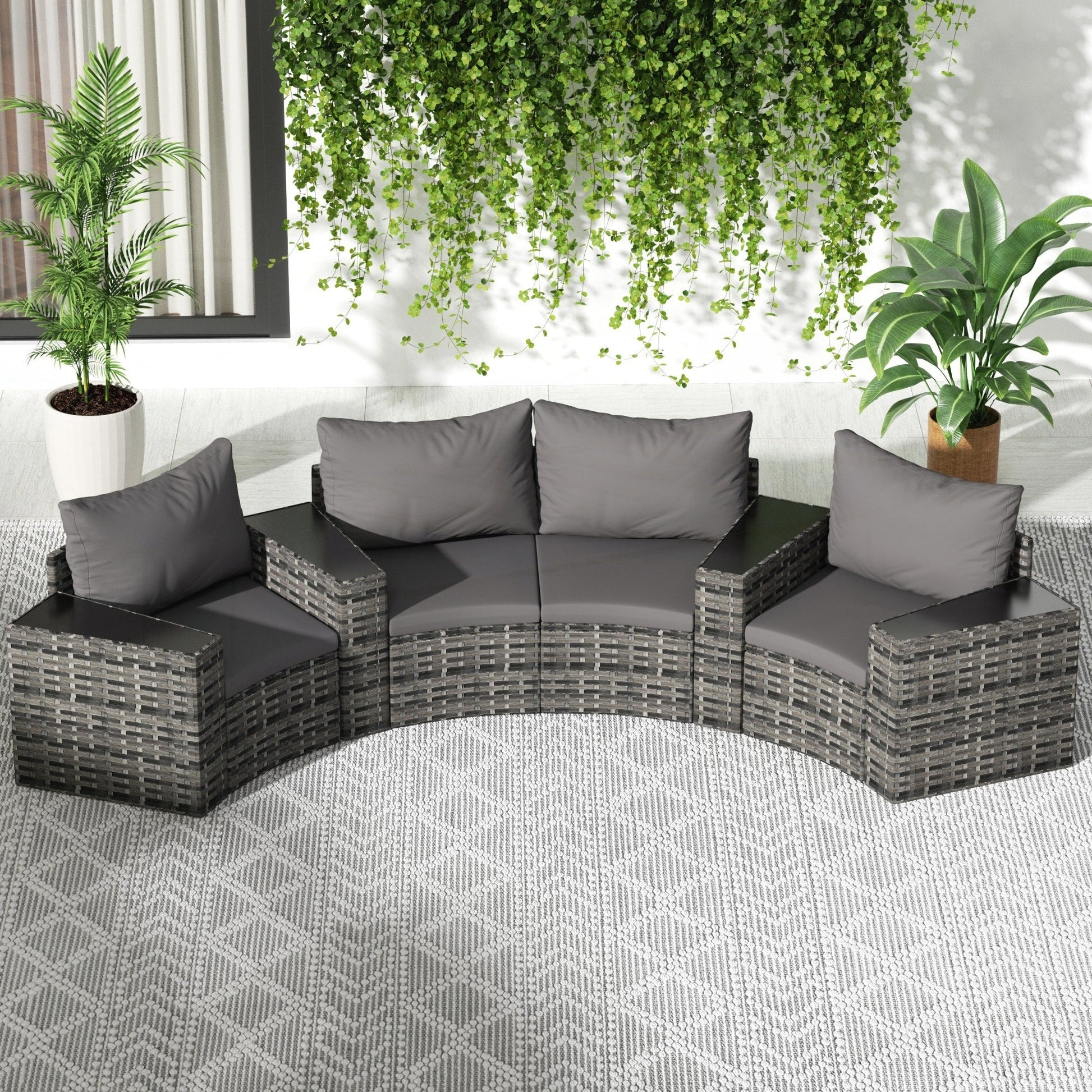 Ensemble de meubles de patio ronds sectionnels demi-lune 8 pièces
