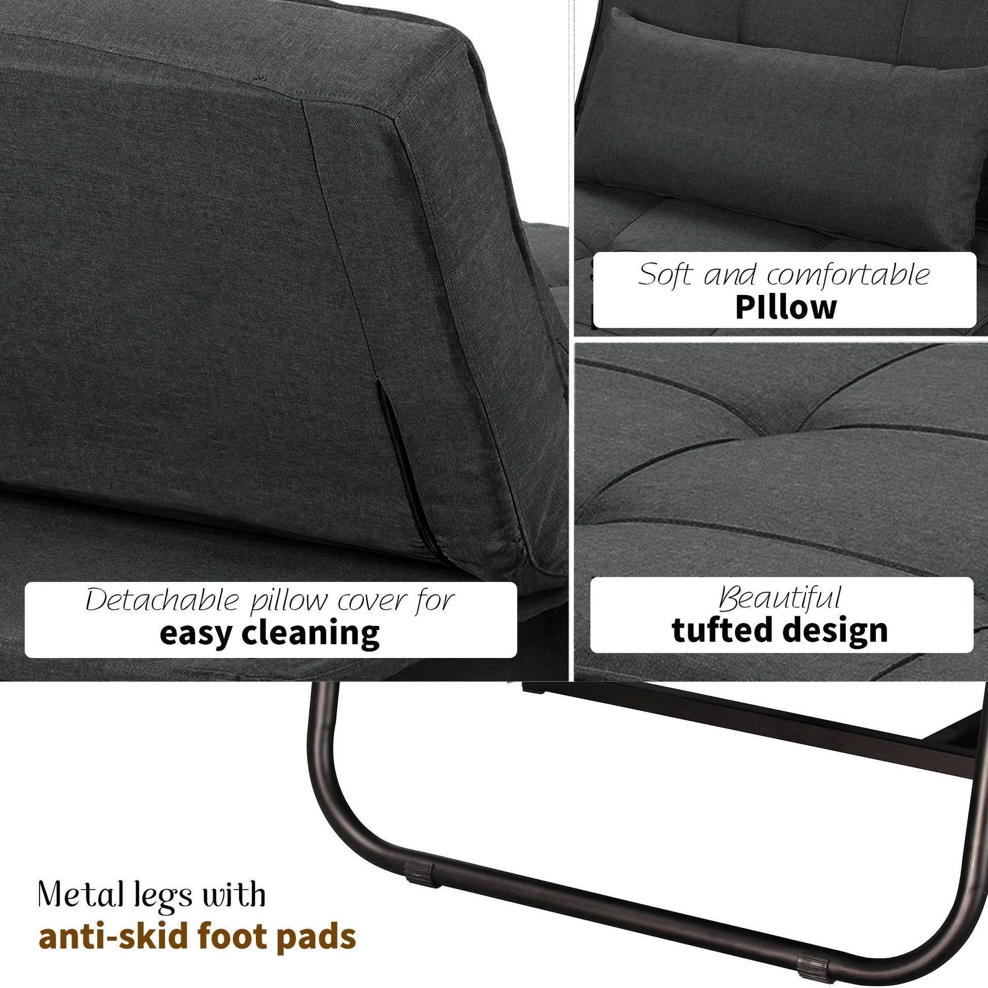Canapé-lit convertible, fauteuil inclinable et ottoman pliable pour salon