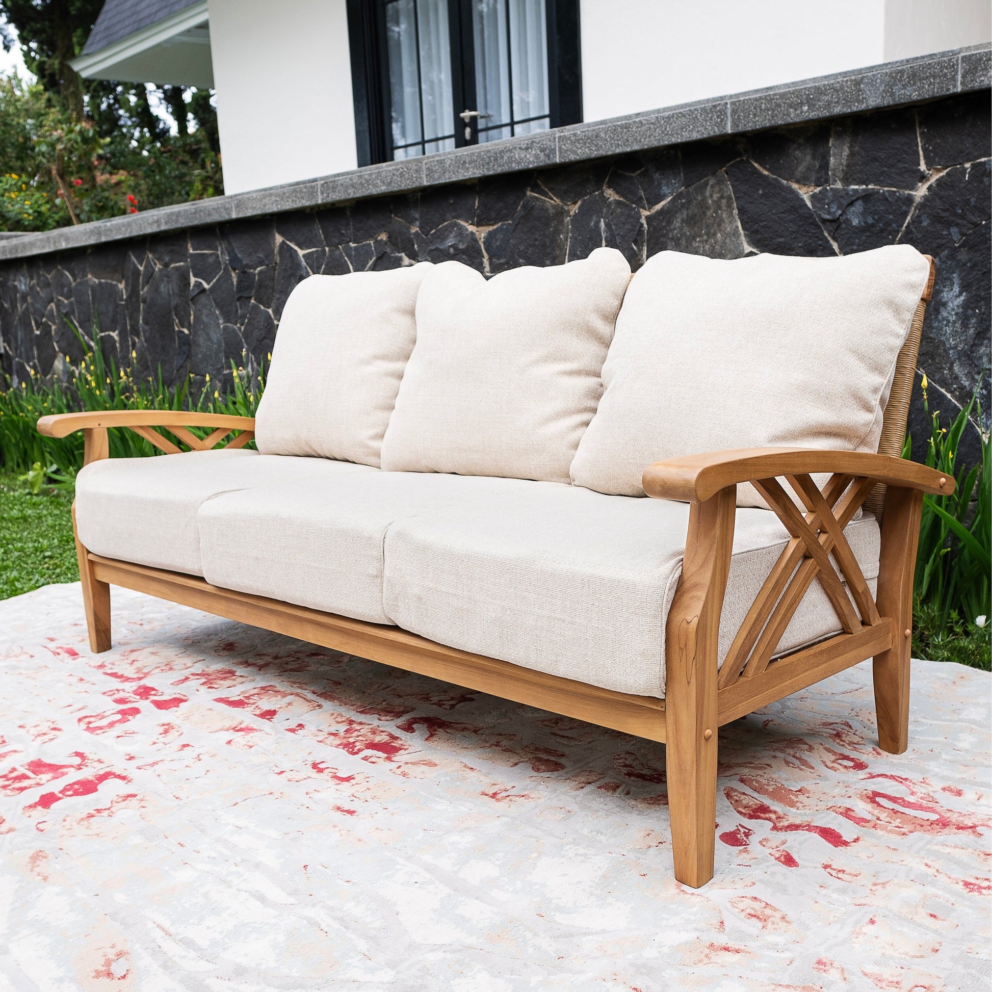 Ensemble de conversation Cambridge Casual Carmel 6 pièces en bois de teck pour patio