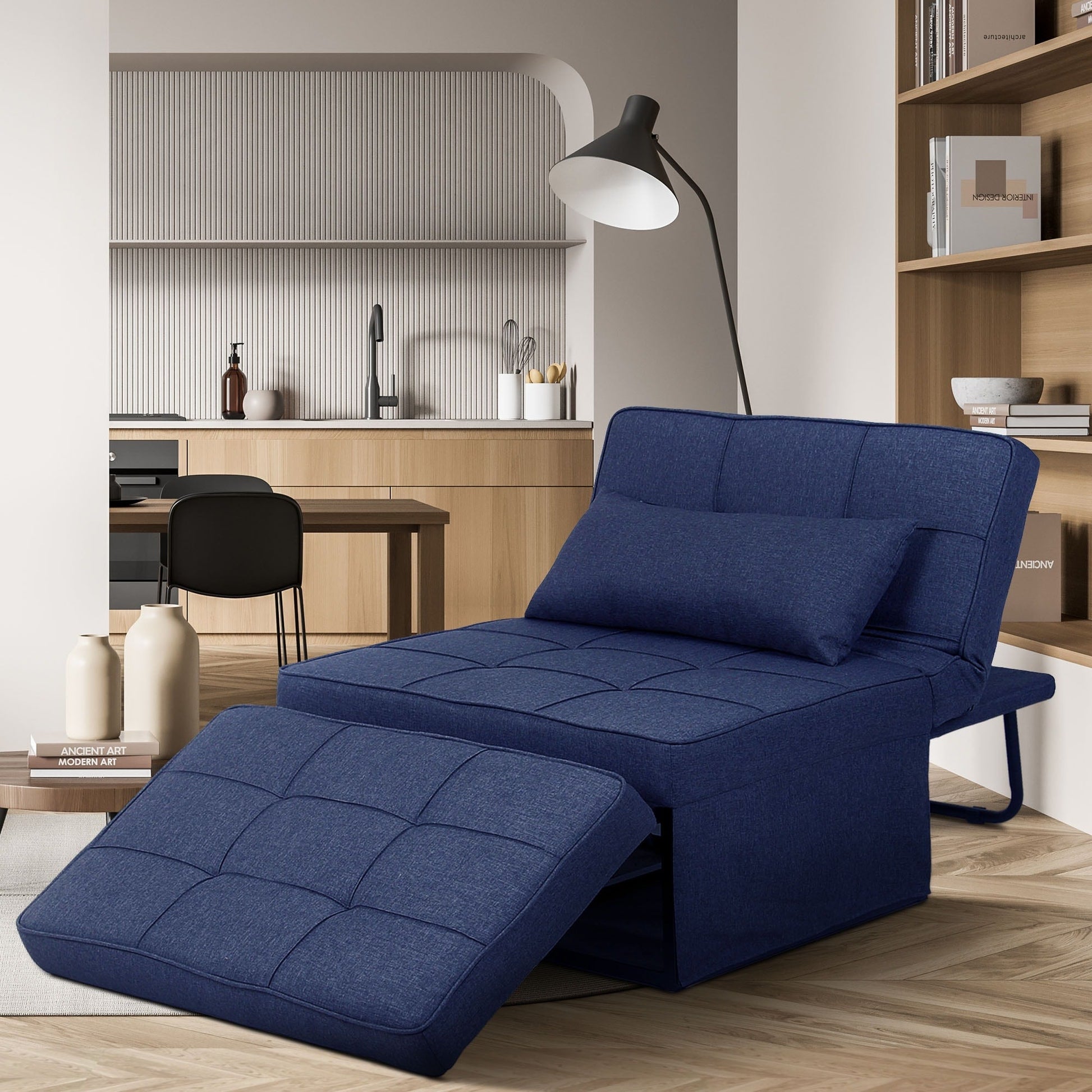 Canapé-lit convertible, fauteuil inclinable et ottoman pliable pour salon