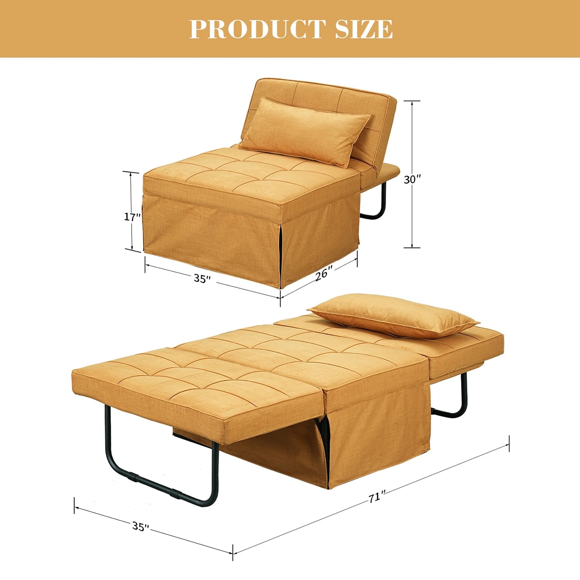 Canapé-lit convertible, fauteuil inclinable et ottoman pliable pour salon