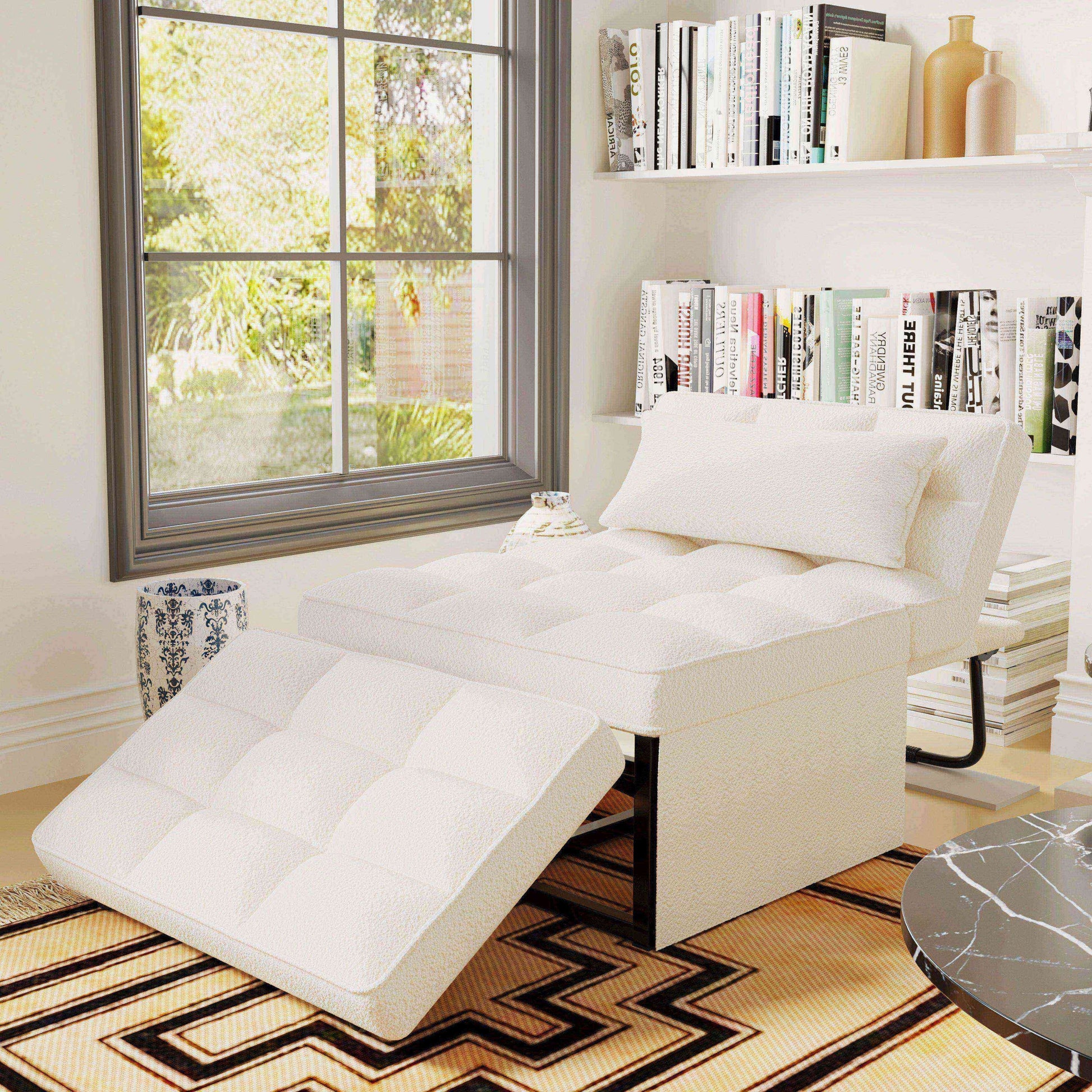Canapé-lit convertible, fauteuil inclinable et ottoman pliable pour salon