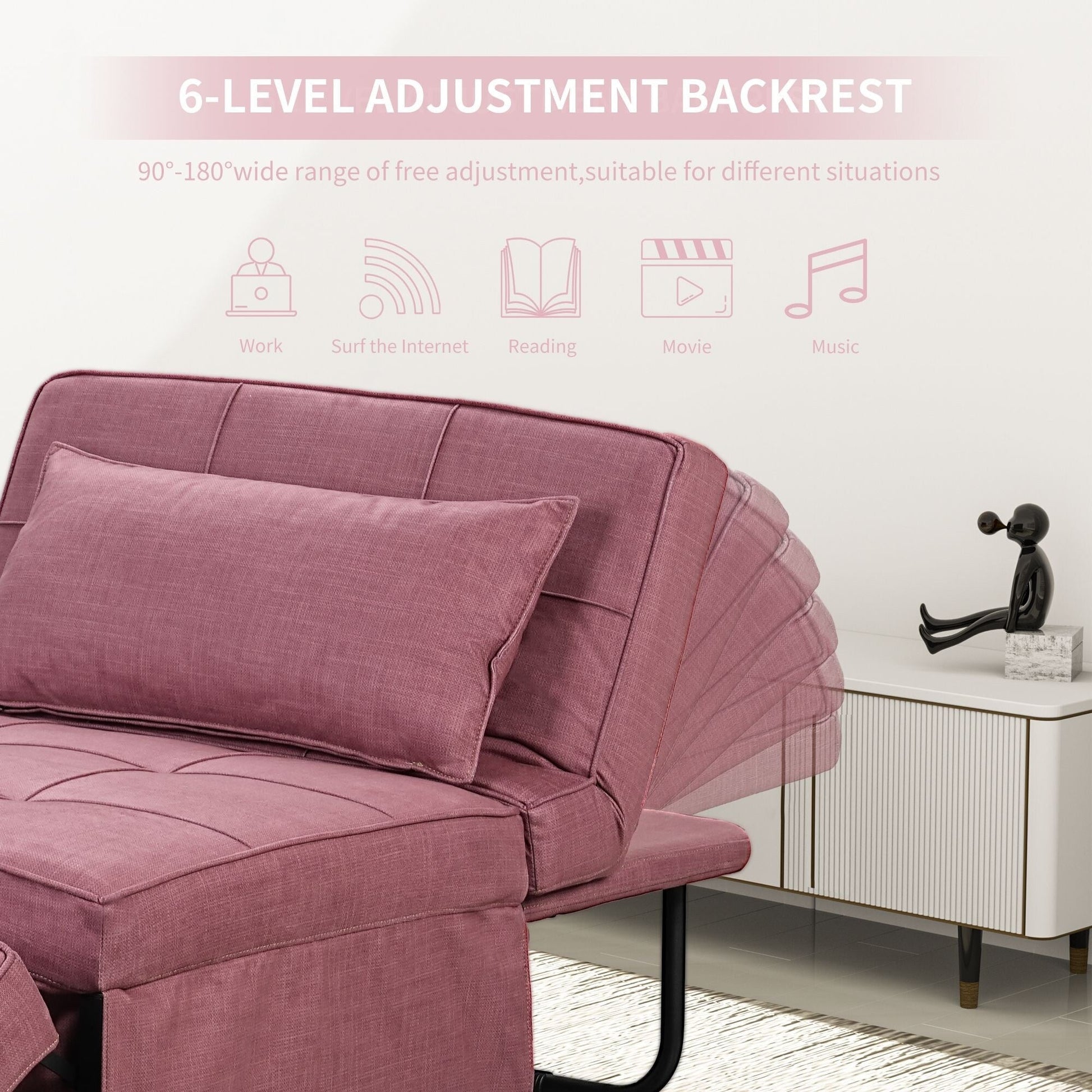 Canapé-lit convertible, fauteuil inclinable et ottoman pliable pour salon