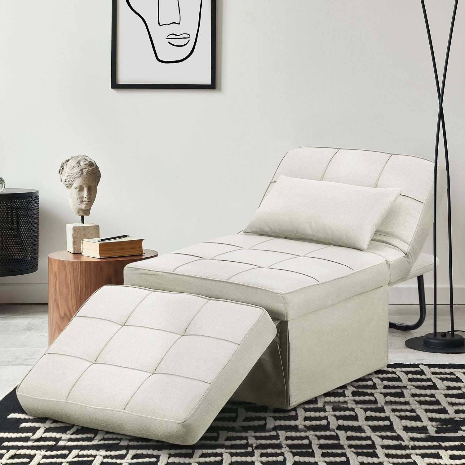 Canapé-lit convertible, fauteuil inclinable et ottoman pliable pour salon