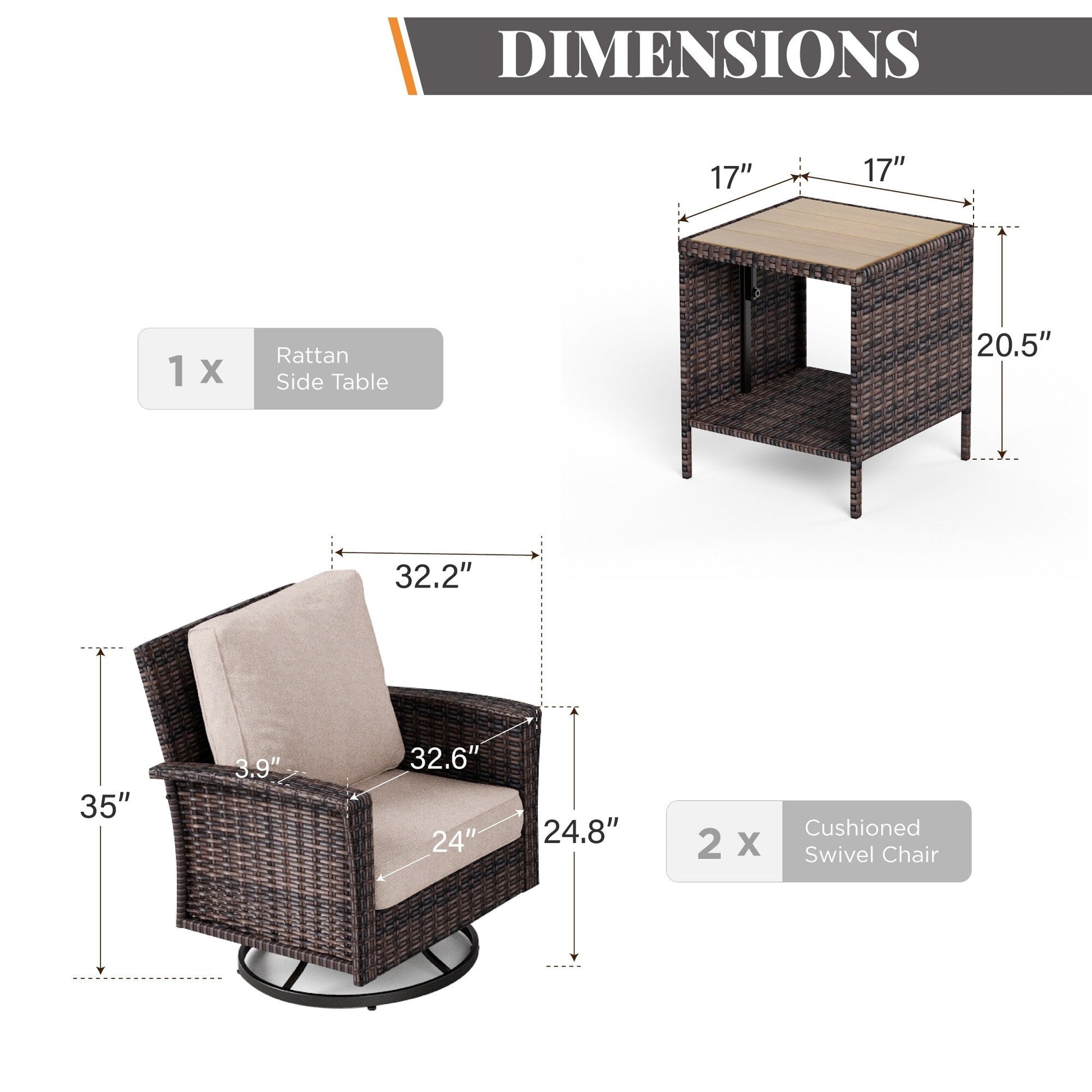 Ensemble de salon de jardin extra-large en osier MAISON ARTS 7 pièces avec table, siège surdimensionné et coussin rembourré de 5,5 pouces d'épaisseur
