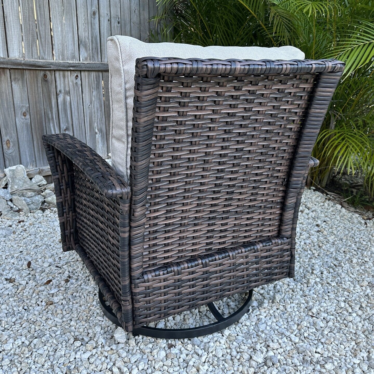 Ensemble de salon de jardin extra-large en osier MAISON ARTS 7 pièces avec table, siège surdimensionné et coussin rembourré de 5,5 pouces d'épaisseur