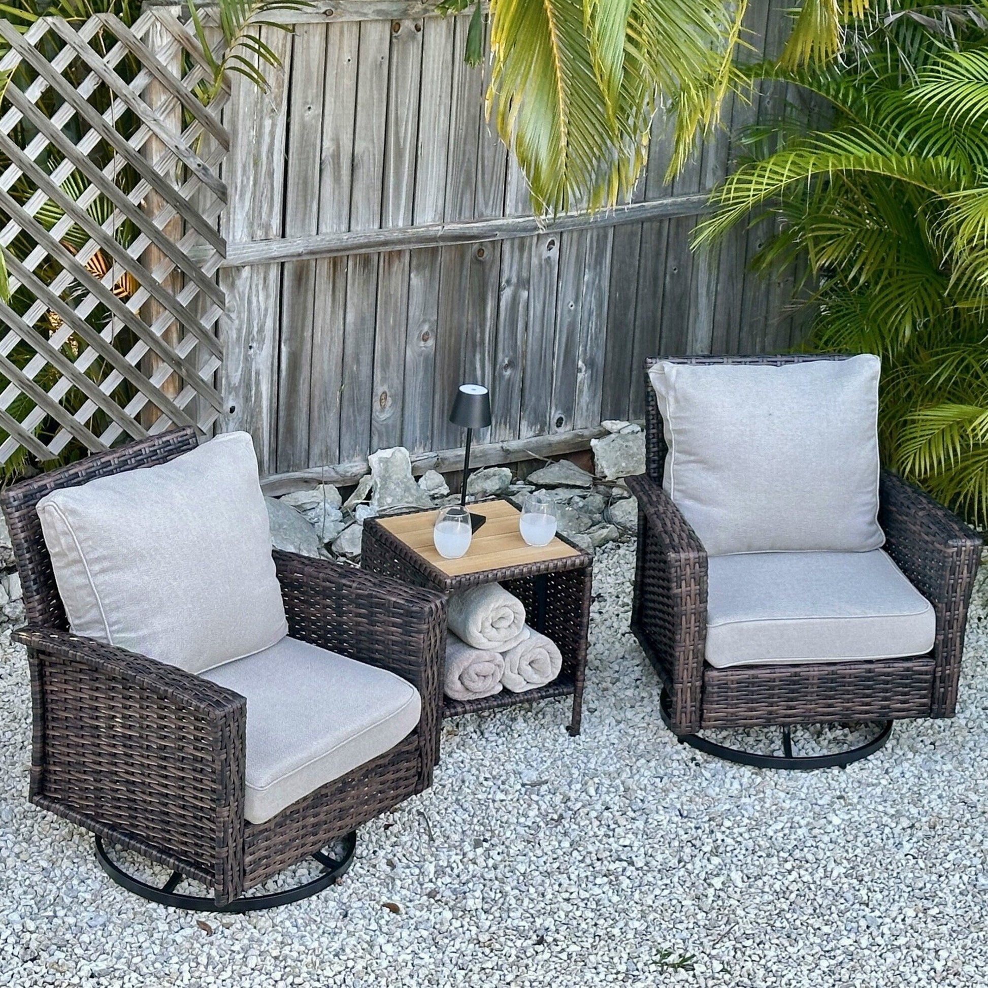 Ensemble de salon de jardin extra-large en osier MAISON ARTS 7 pièces avec table, siège surdimensionné et coussin rembourré de 5,5 pouces d'épaisseur