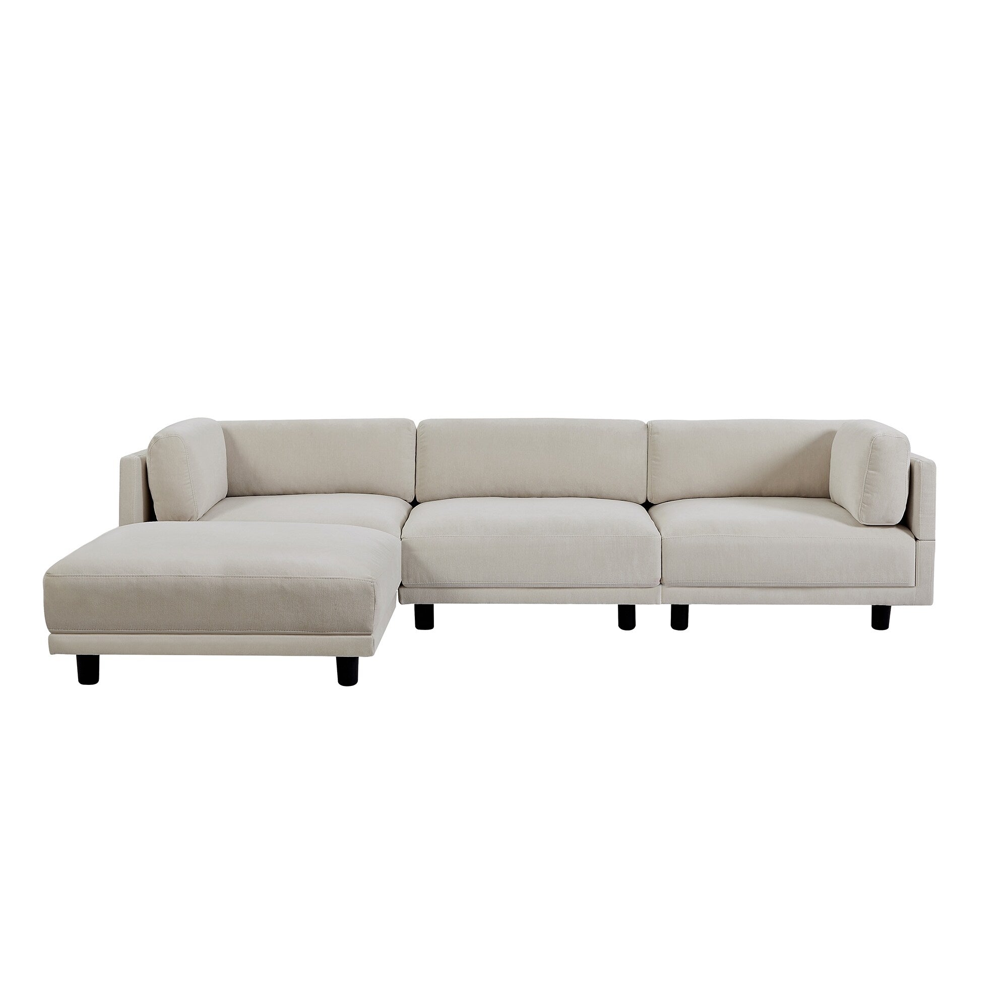 Canapé sectionnel en L en polyester 102,4 avec repose-pieds réversible, coussins épais et pieds en plastique résistants 20