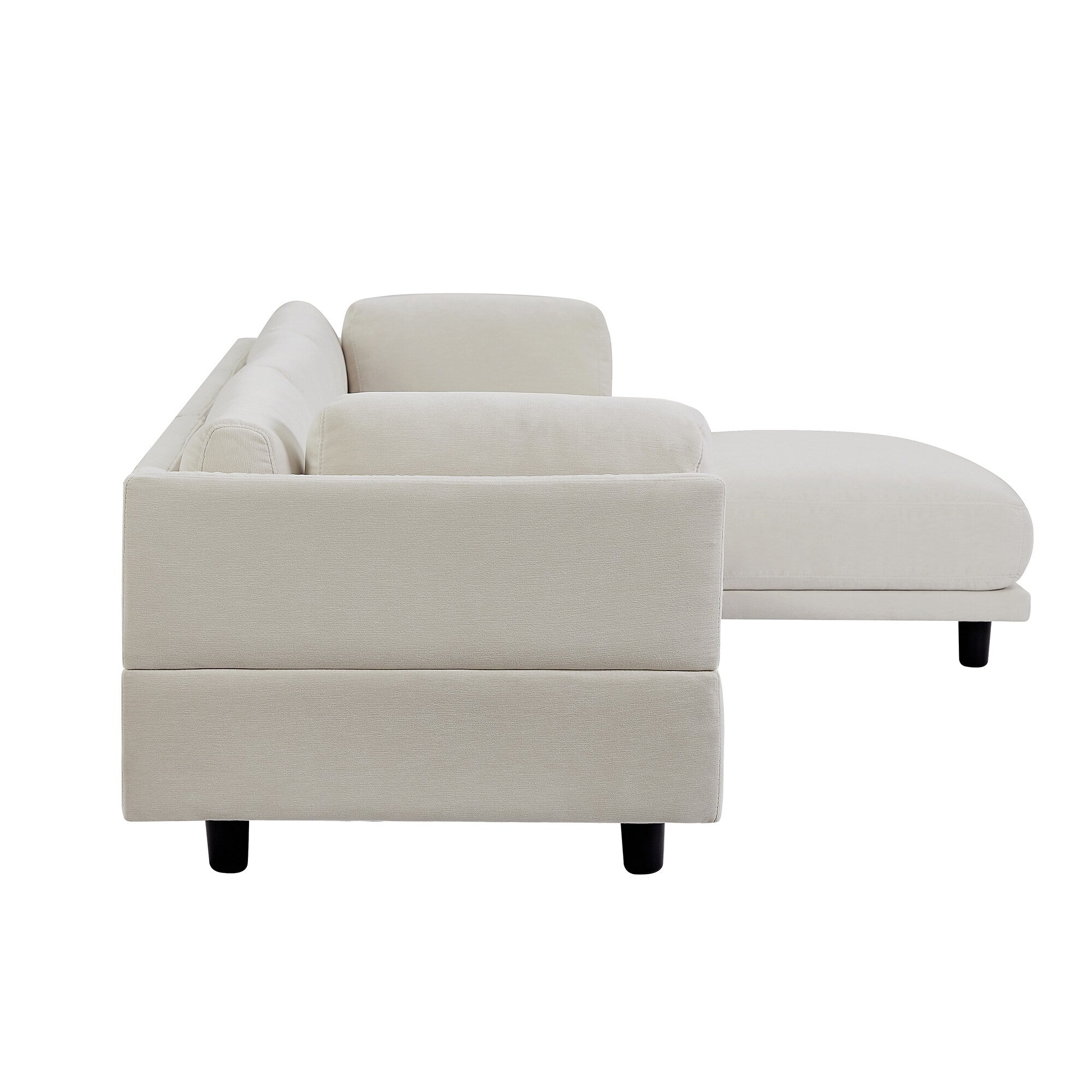 Canapé sectionnel en L en polyester 102,4 avec repose-pieds réversible, coussins épais et pieds en plastique résistants 23