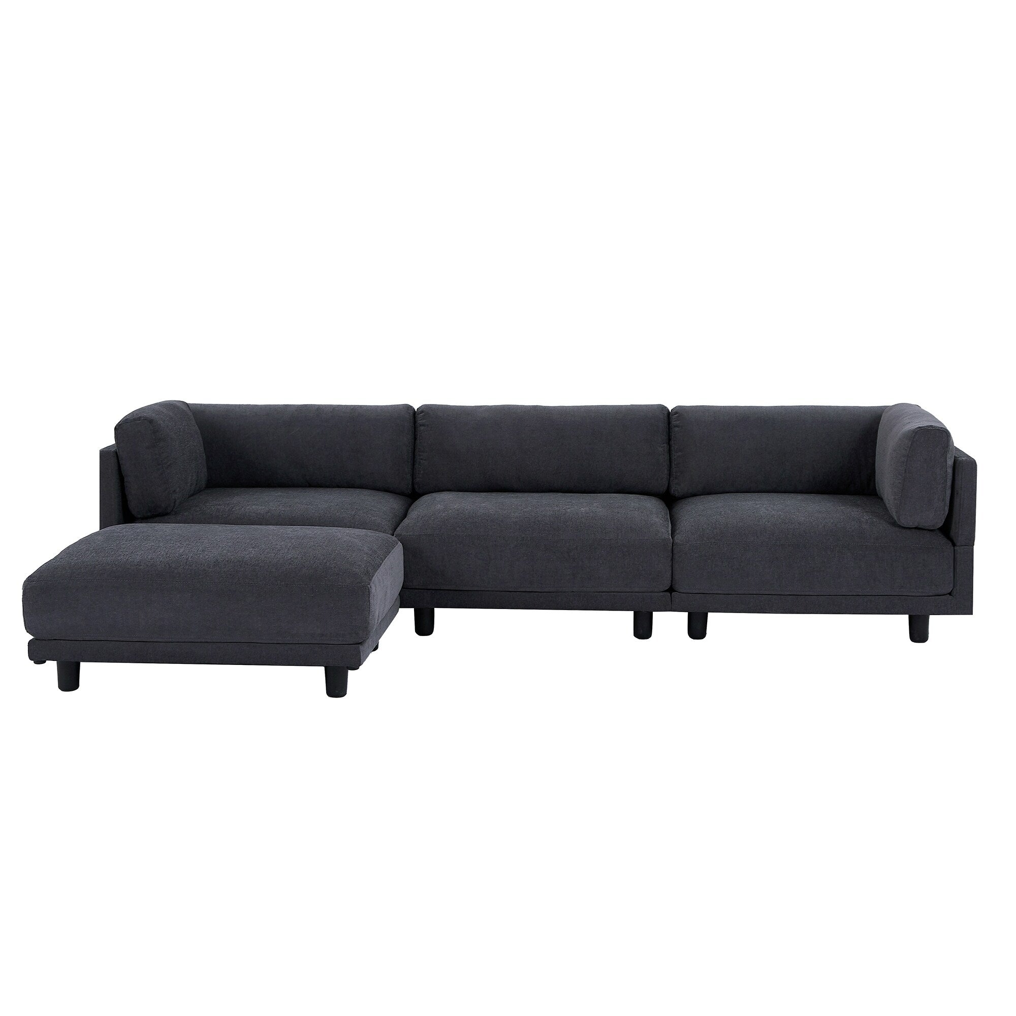 Canapé sectionnel en L en polyester 102,4 avec repose-pieds réversible, coussins épais et pieds en plastique résistants 5