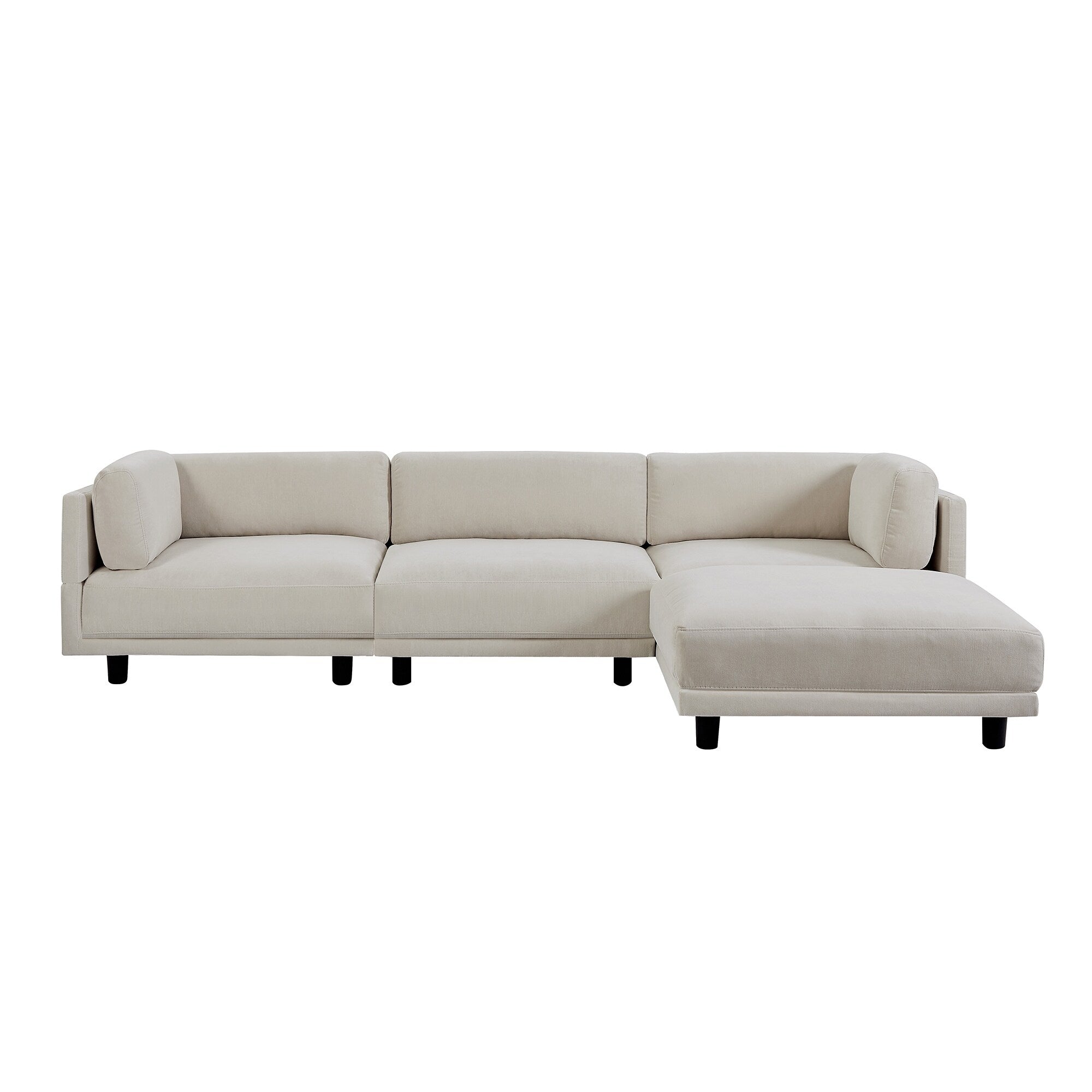 Canapé sectionnel en L en polyester 102,4 avec repose-pieds réversible, coussins épais et pieds en plastique résistants 22