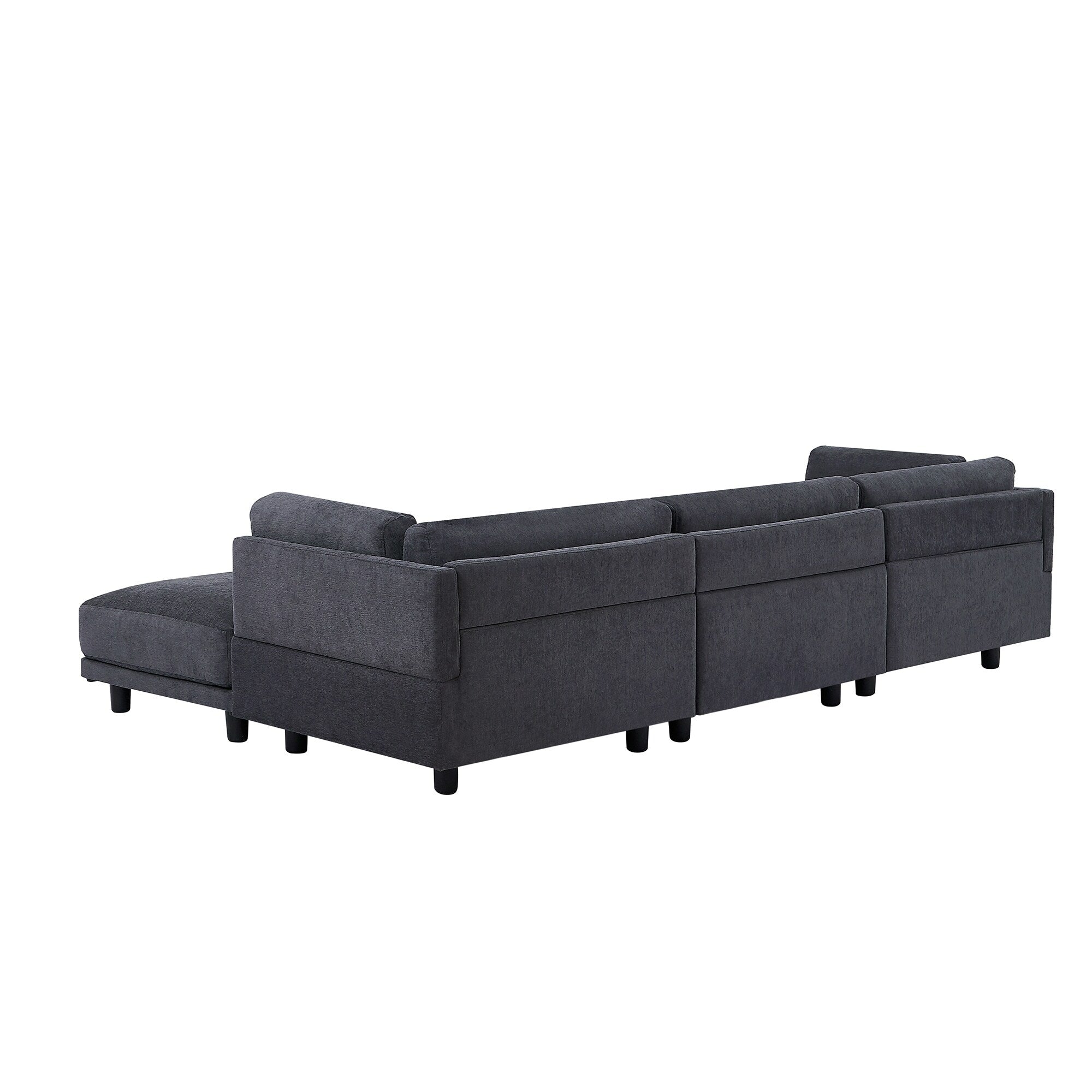 Canapé sectionnel en L en polyester 102,4 avec repose-pieds réversible, coussins épais et pieds en plastique résistants 7
