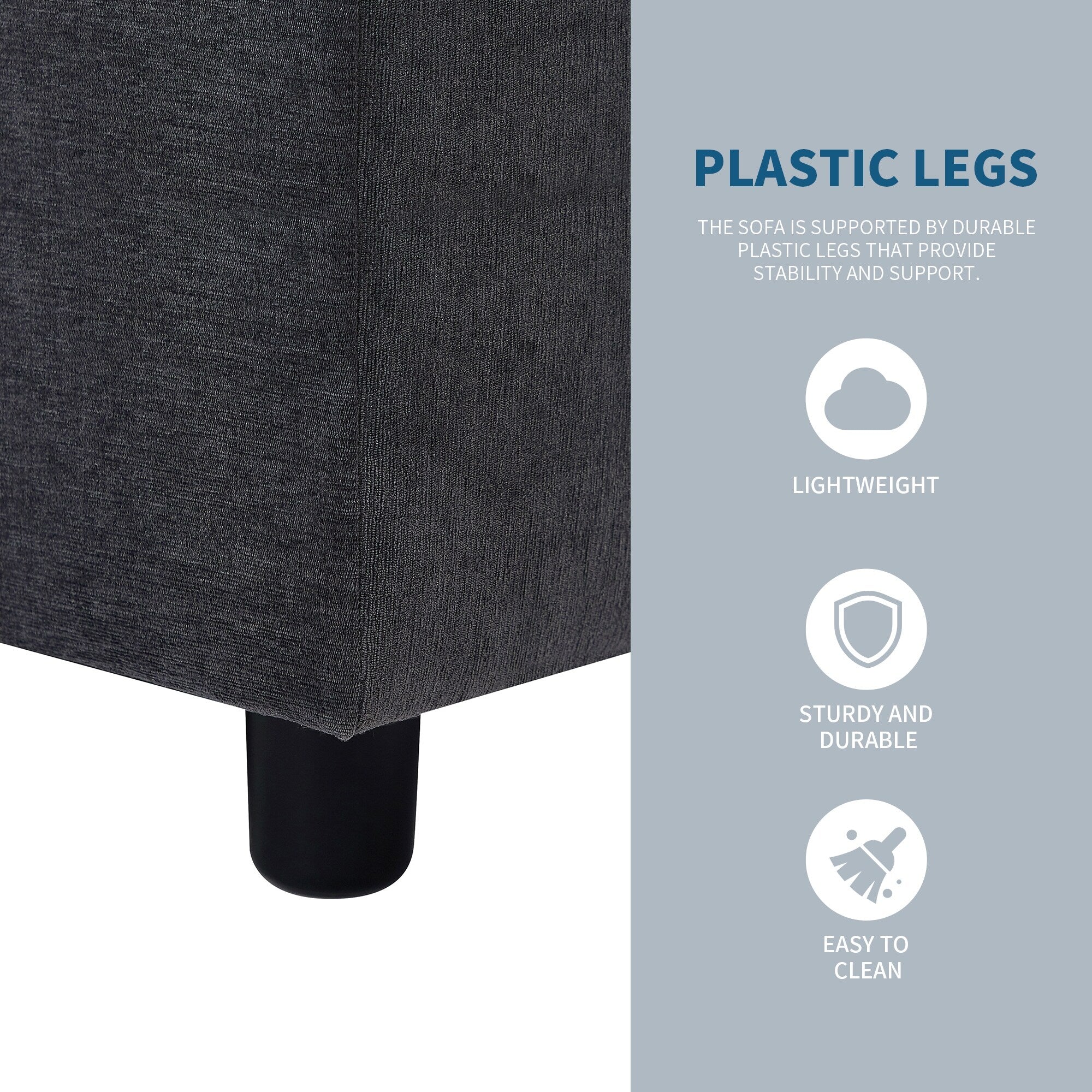 Canapé en L en polyester de 102,4 pouces avec repose-pieds réversible 16