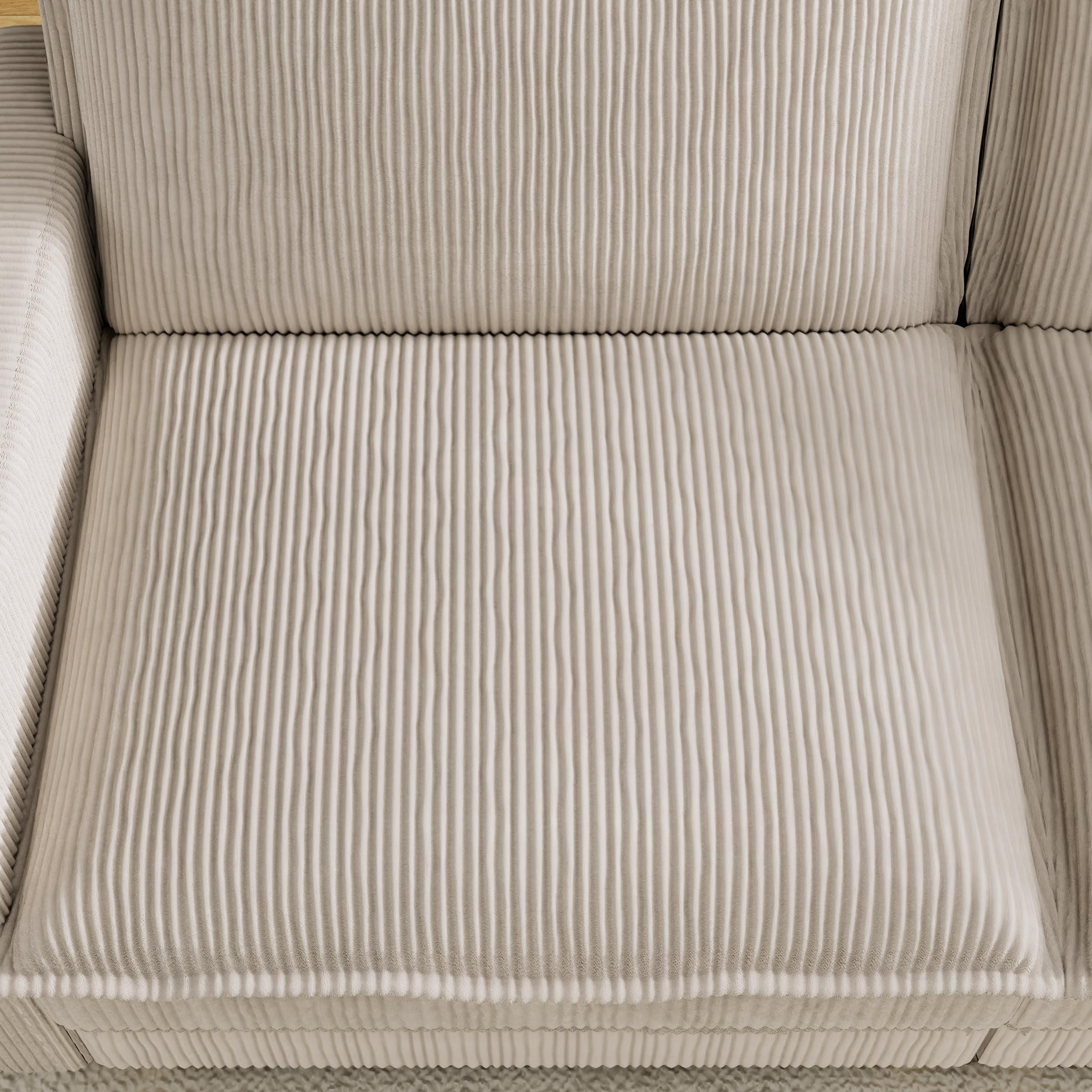 Canapé 4 places classique moderne en velours côtelé 103 - Assise profonde, avec 4 coussins pour le salon 2