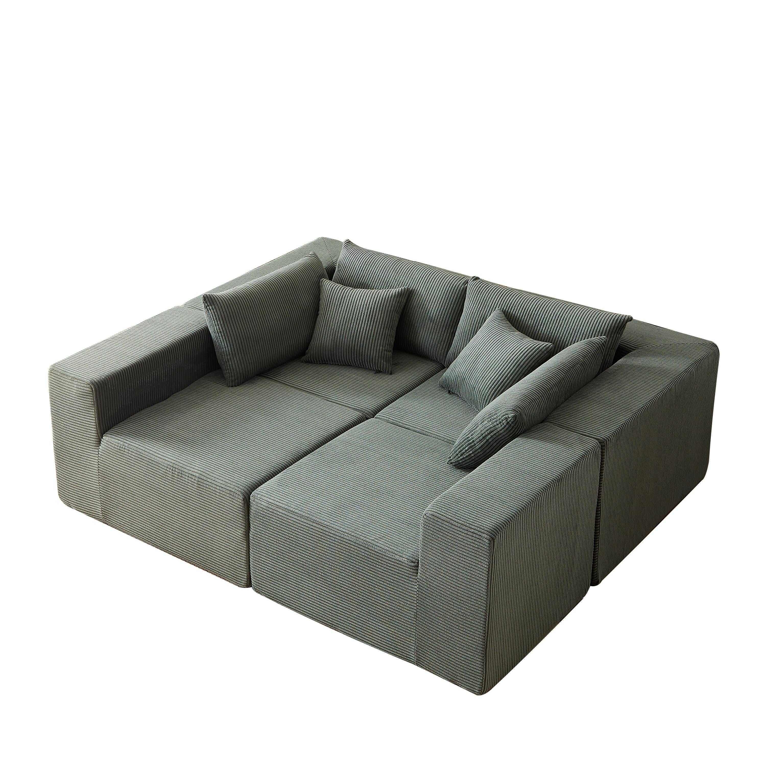 Canapé modulaire en L de 104 pouces en velours côtelé, ensemble de canapés de sol, canapé compressé rempli de mousse, combinaison gratuite de 4 pièces 9