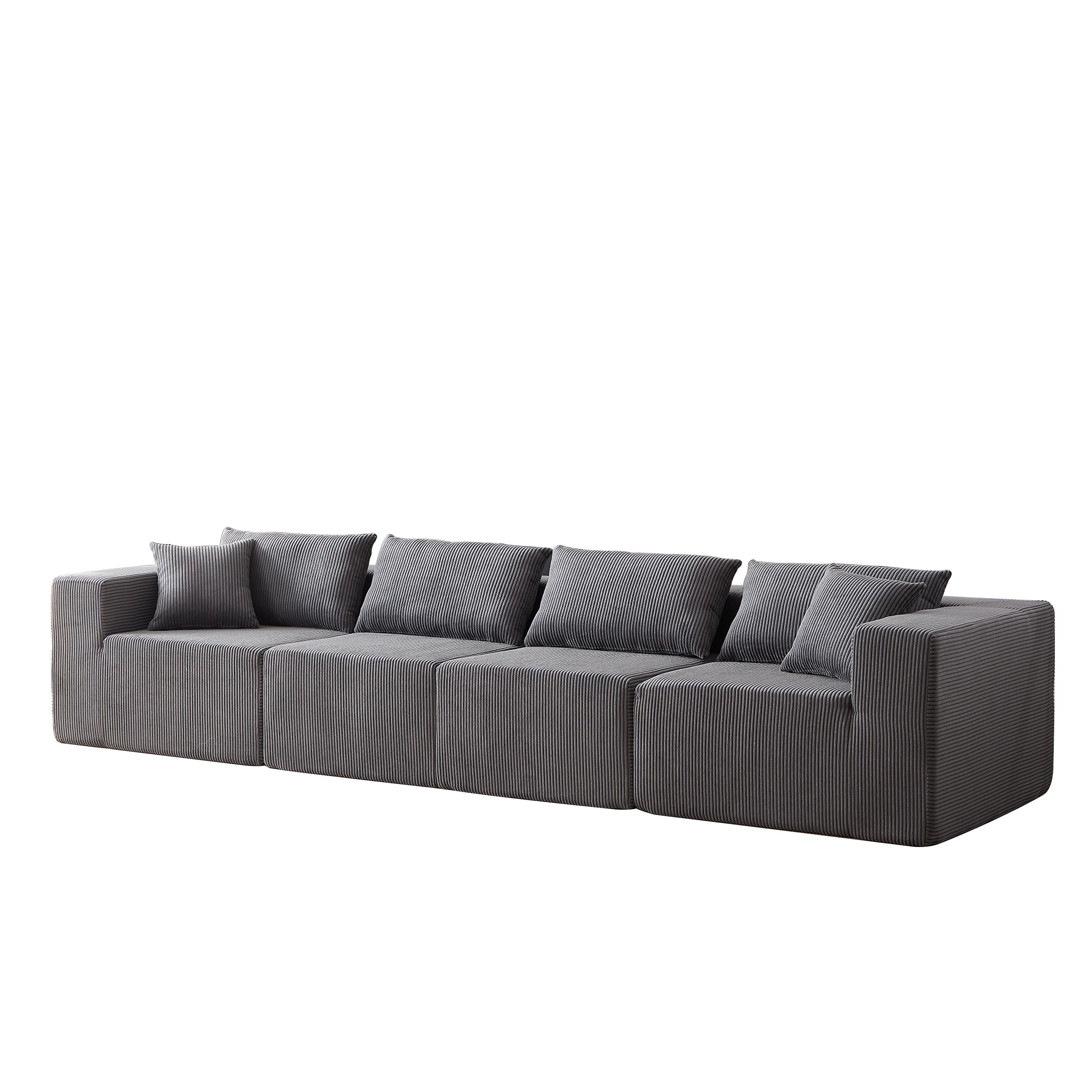 Canapé modulaire en L de 104 pouces en velours côtelé, ensemble de canapés de sol, canapé compressé rempli de mousse, combinaison gratuite de 4 pièces 45