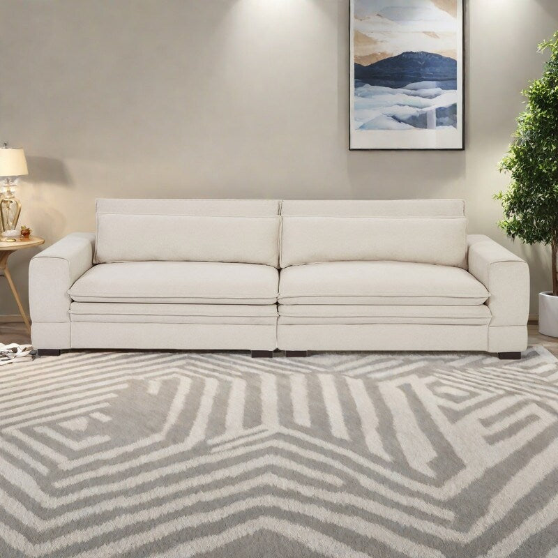 Canapé en tissu moderne du milieu du siècle avec pieds en bois massif