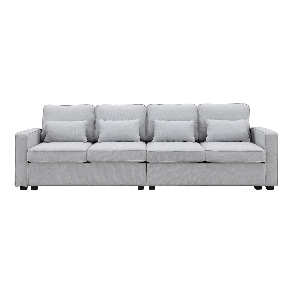 Canapé 4 places moderne en lin avec poches pour accoudoirs et 4 coussins 13