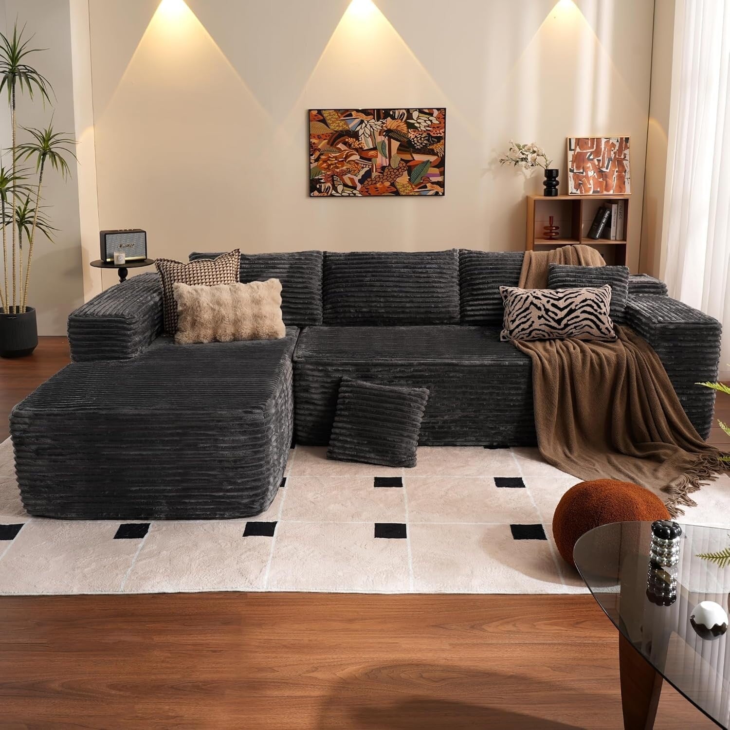 Canapé sectionnel Cloud en forme de L 104 - Canapé modulaire à assise profonde pour salon et chambre, sans assemblage