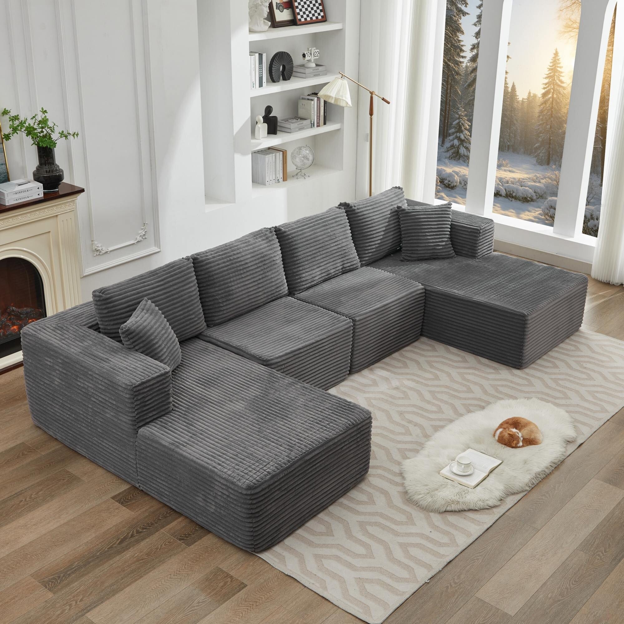 Canapé sectionnel Cloud 106, double chaise longue, canapé modulaire moderne à assise profonde pour salon, aucun assemblage requis 44