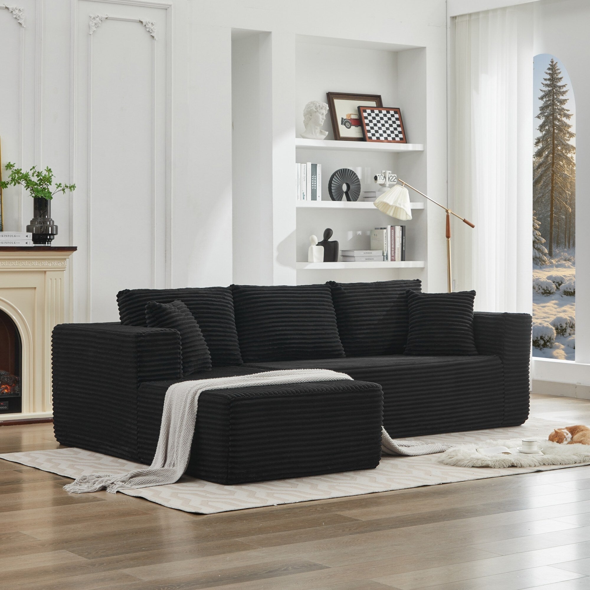 Canapé sectionnel Cloud 106 en forme de L avec méridienne orientée vers la gauche, canapé modulaire moderne à assise profonde pour salon, aucun assemblage requis