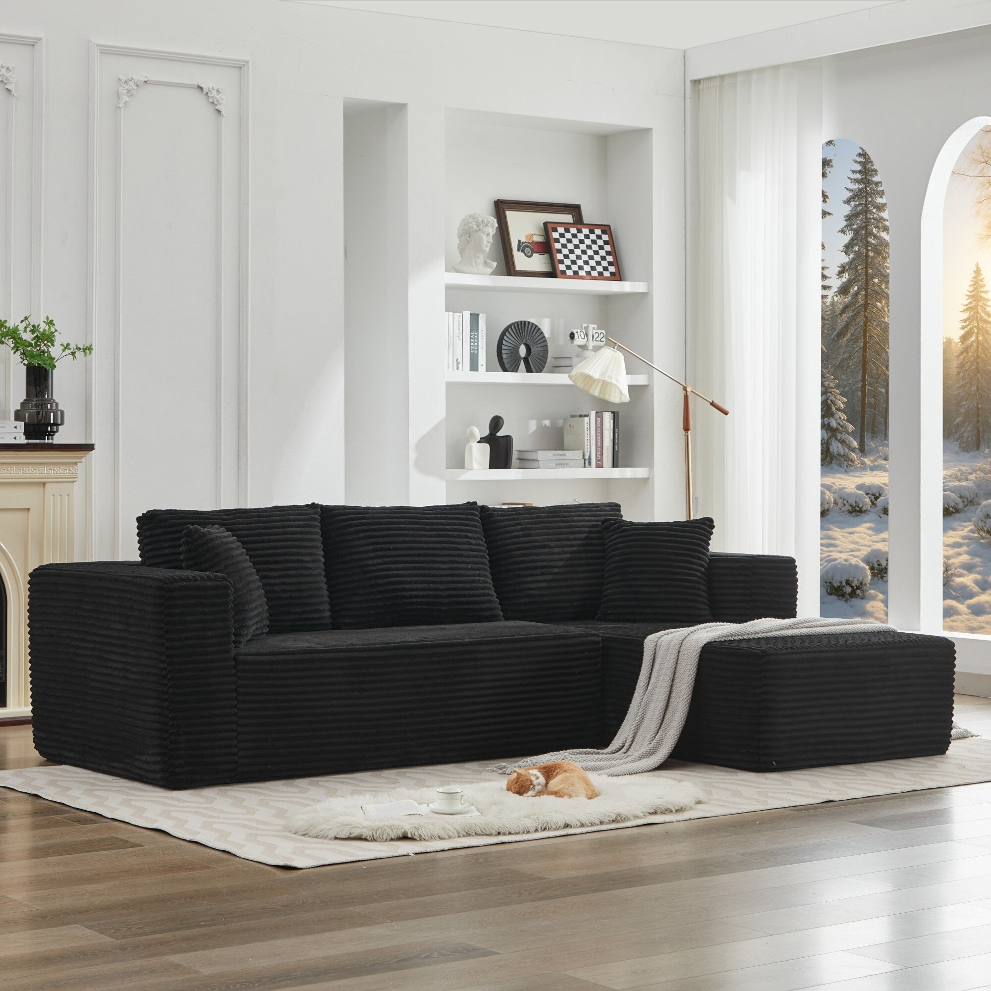 Canapé sectionnel Cloud 106 en forme de L avec méridienne orientée vers la droite, canapé modulaire moderne à assise profonde pour salon, aucun assemblage requis