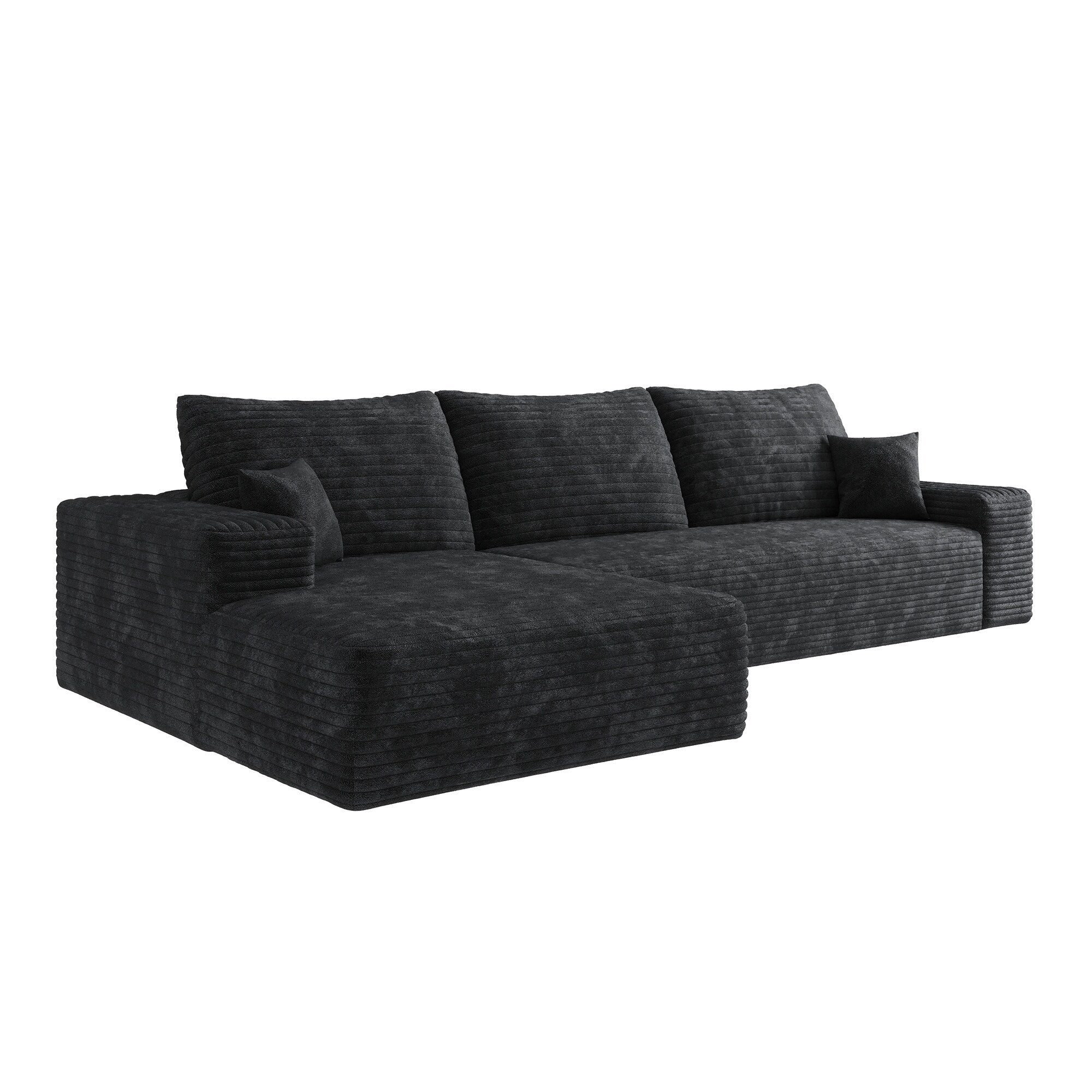 Canapé sectionnel modulaire en velours côtelé de 107 pouces avec méridienne et assise profonde pour salon et chambre à coucher 8