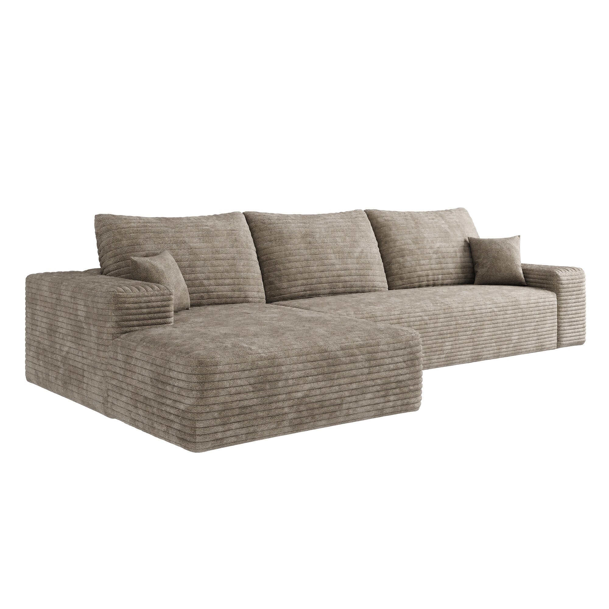 Canapé sectionnel modulaire en velours côtelé de 107 pouces avec méridienne et assise profonde pour salon et chambre à coucher 17