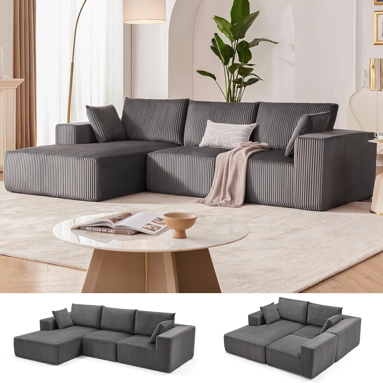 Canapé modulaire Cloud 108 - Canapé en L à assise profonde avec méridienne, canapé de salon et de chambre rembourré