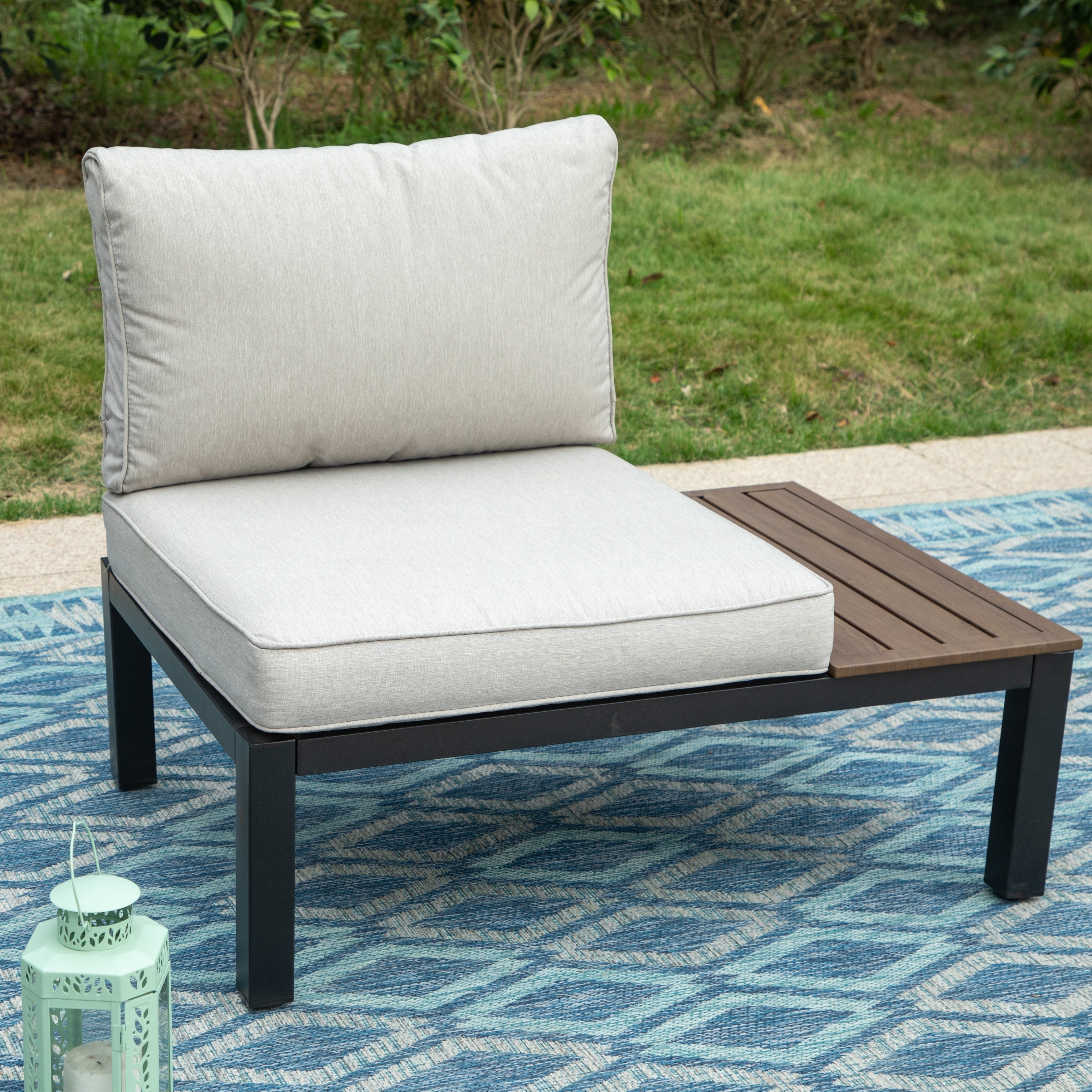 Ensemble de canapés sectionnels de patio 10 places, cadre en acier avec revêtement électrolytique, ensembles de conversation avec table d'appoint intégrée, coussin gris 13