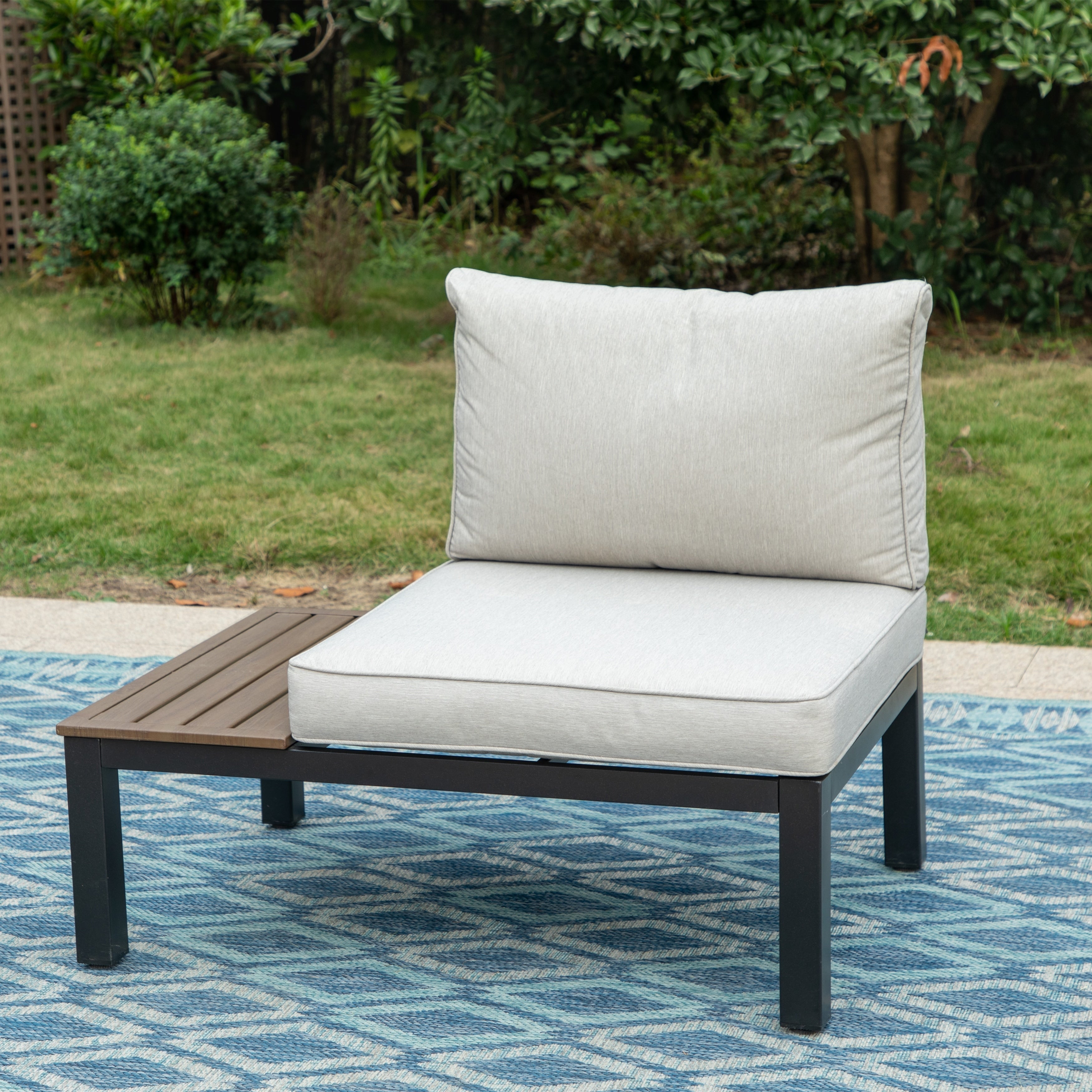Ensemble de canapés sectionnels de patio 10 places, cadre en acier avec revêtement électrolytique, ensembles de conversation avec table d'appoint intégrée, coussin gris 11