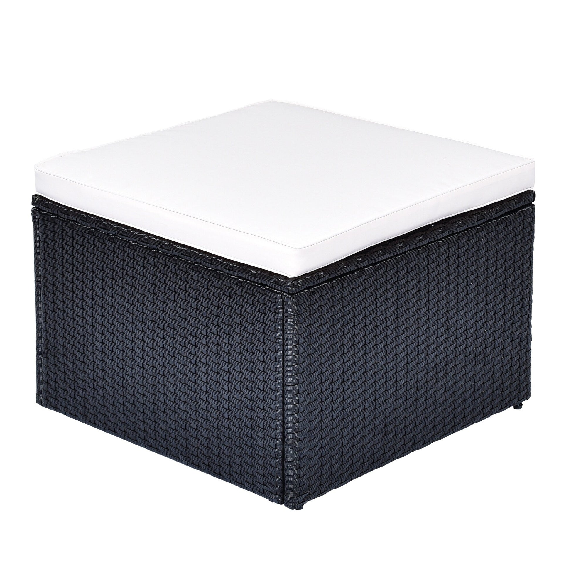 Ensemble de salle à manger d'extérieur en rotin synthétique 6 pièces avec table basse, canapés en osier, poufs et coussins amovibles