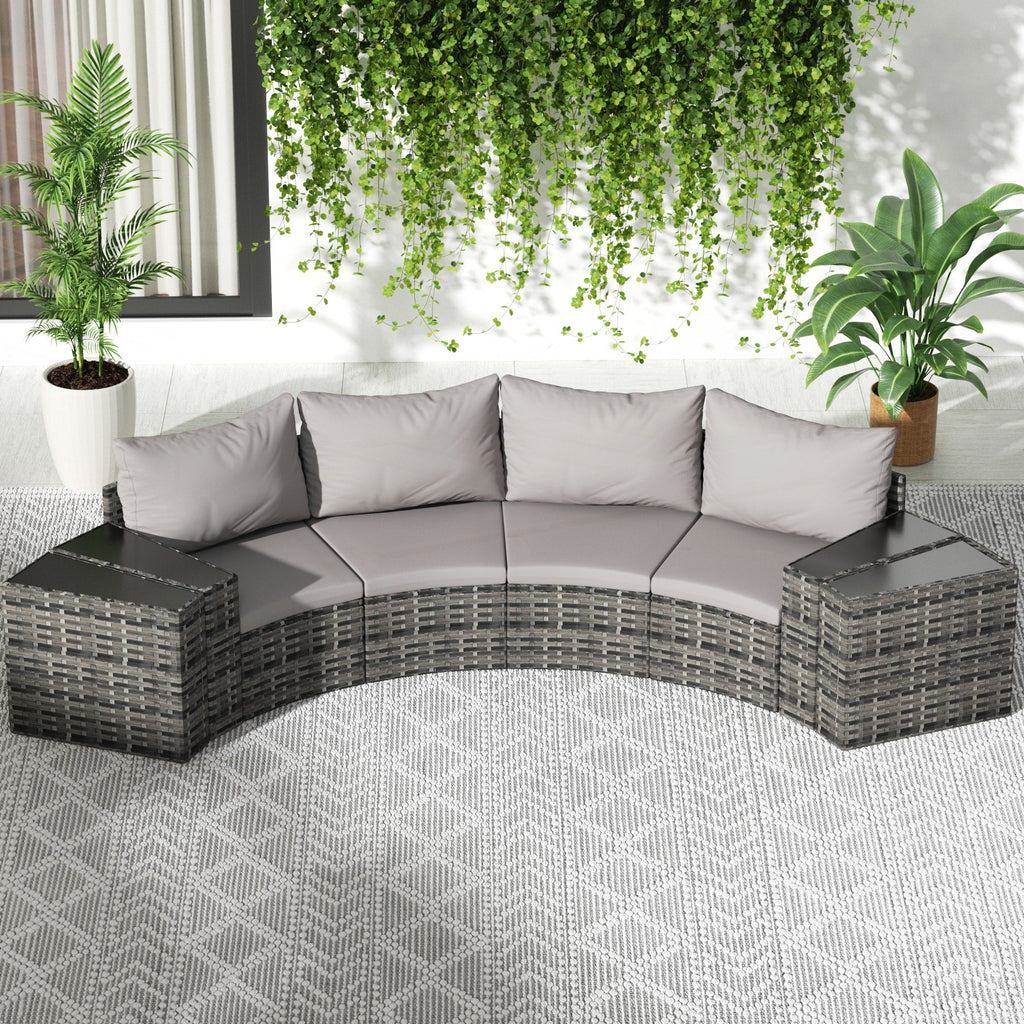Ensemble de meubles de patio ronds sectionnels demi-lune 8 pièces