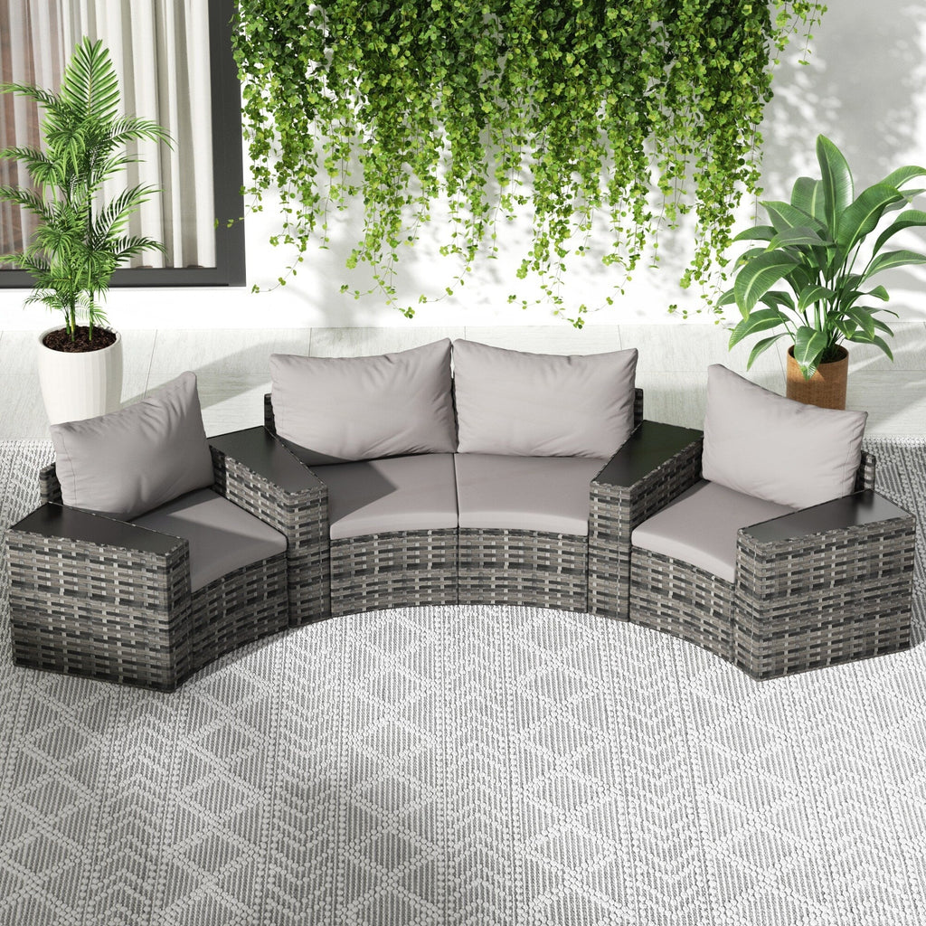 Ensemble de meubles de patio ronds sectionnels demi-lune 8 pièces
