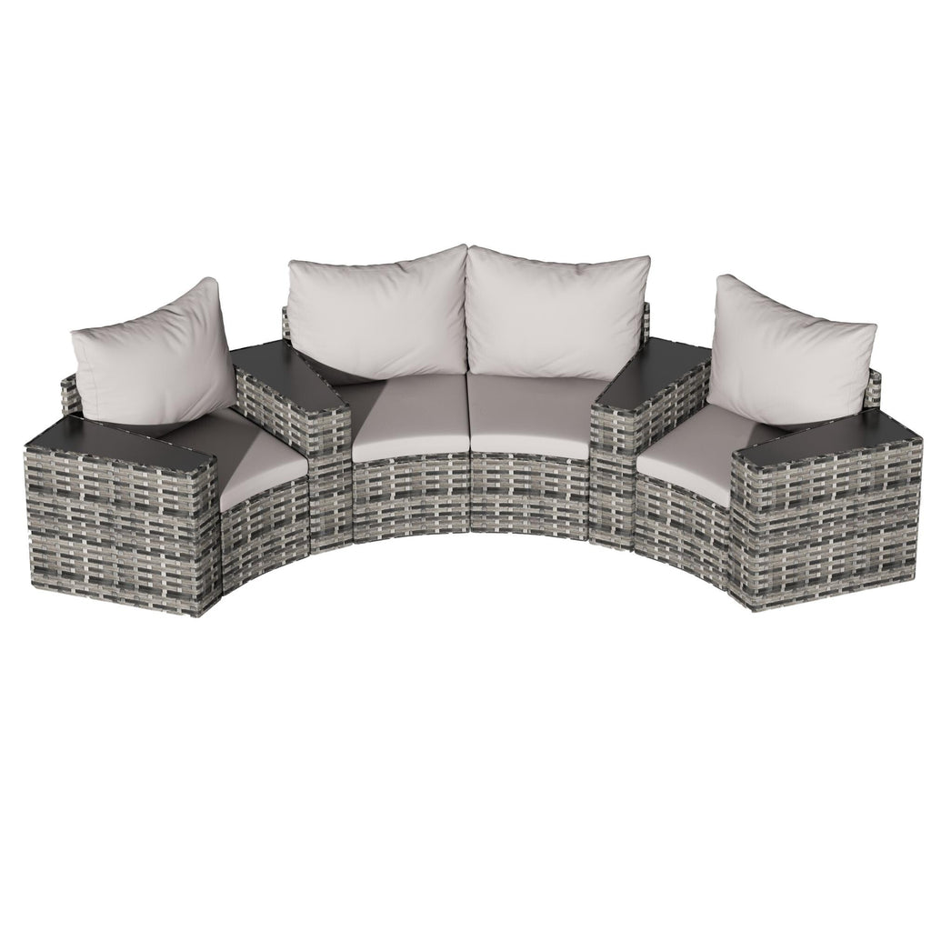 Ensemble de meubles de patio ronds sectionnels demi-lune 8 pièces
