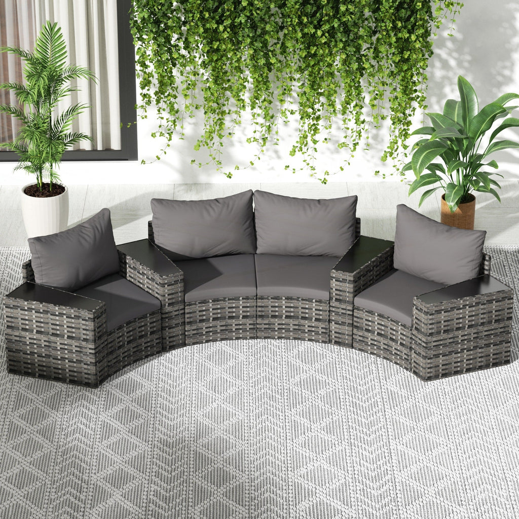 Ensemble de meubles de patio ronds sectionnels demi-lune 8 pièces