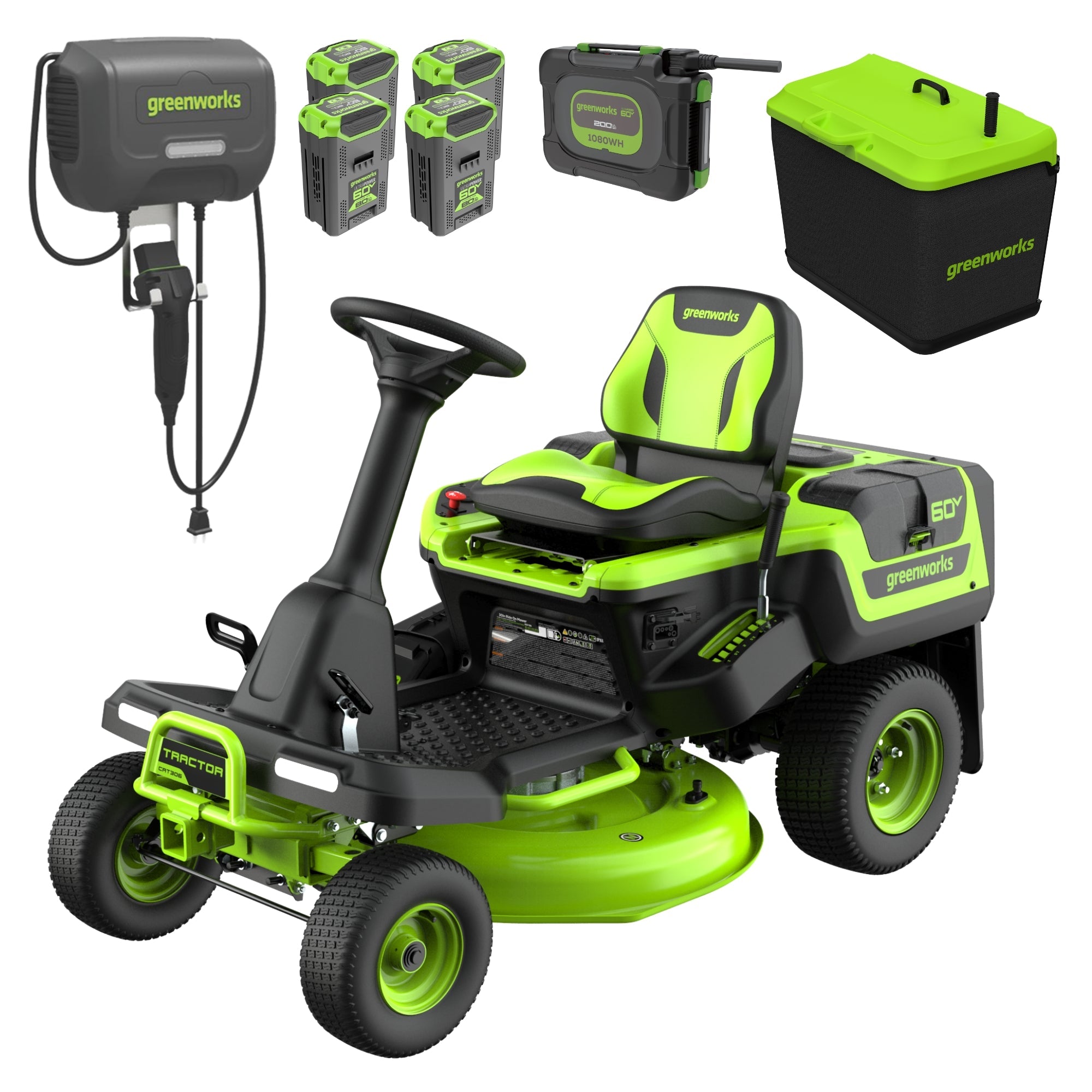 Tracteur autoporté CrossoverT 60 V 30 po, ensacheuse incluse, avec (4) batteries de 8,0 Ah, (1) de 20,0 Ah et chargeur de 600 W