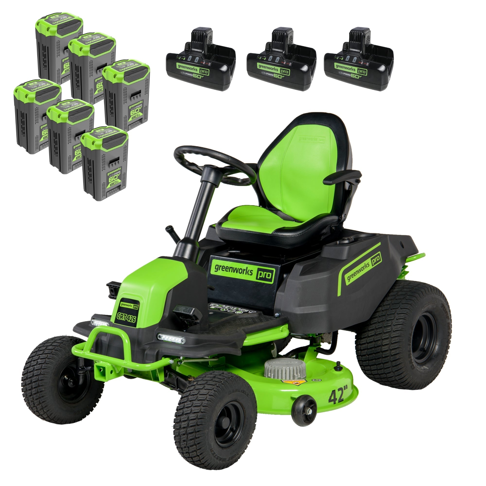 Tondeuse autoportée sans fil 60 V 42 V CrossoverT avec six (6) batteries 8 Ah et trois (3) turbocompresseurs à double port