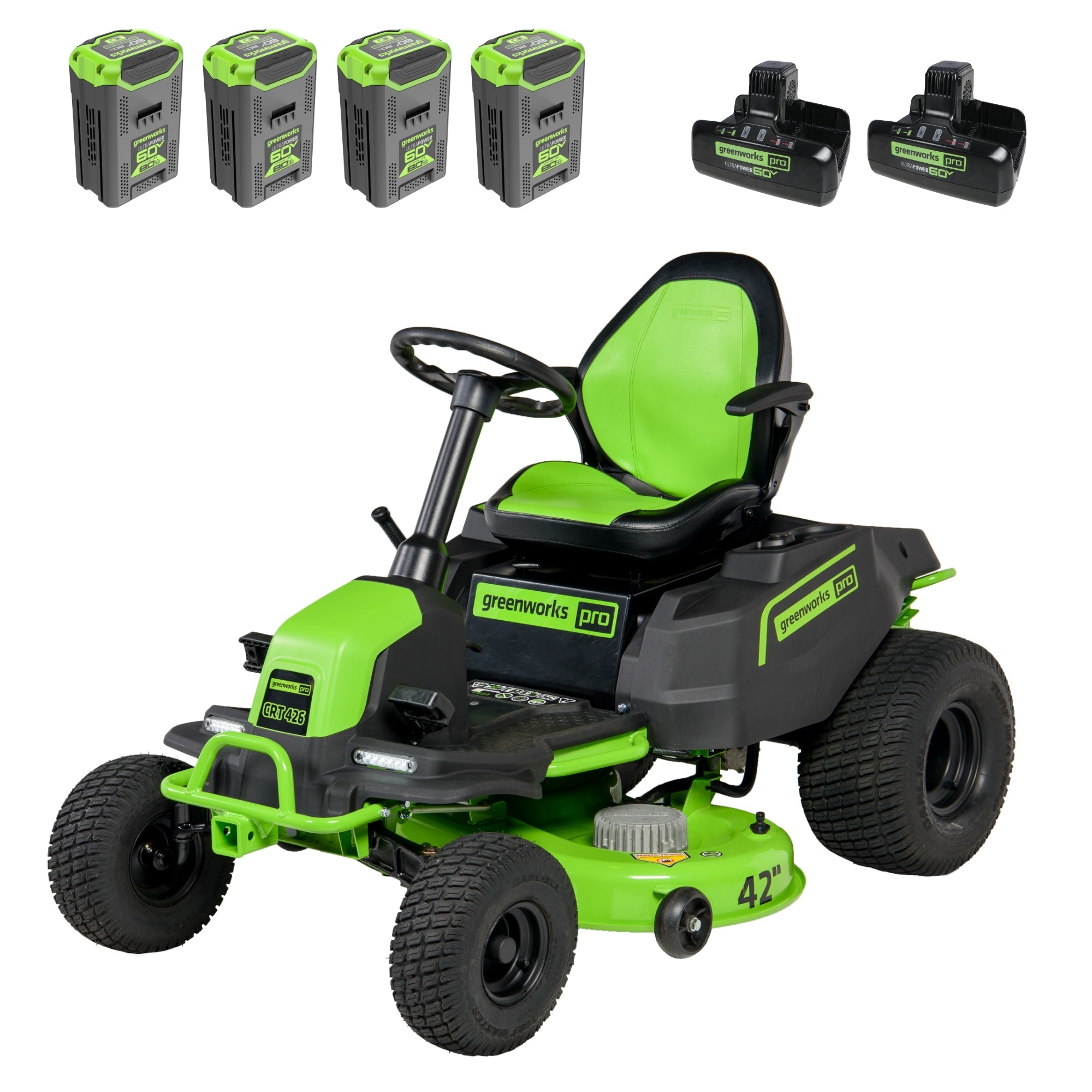 Tondeuse autoportée sans fil 60 V 42 V CrossoverT avec quatre (4) batteries 8 Ah et deux (2) turbocompresseurs à double port