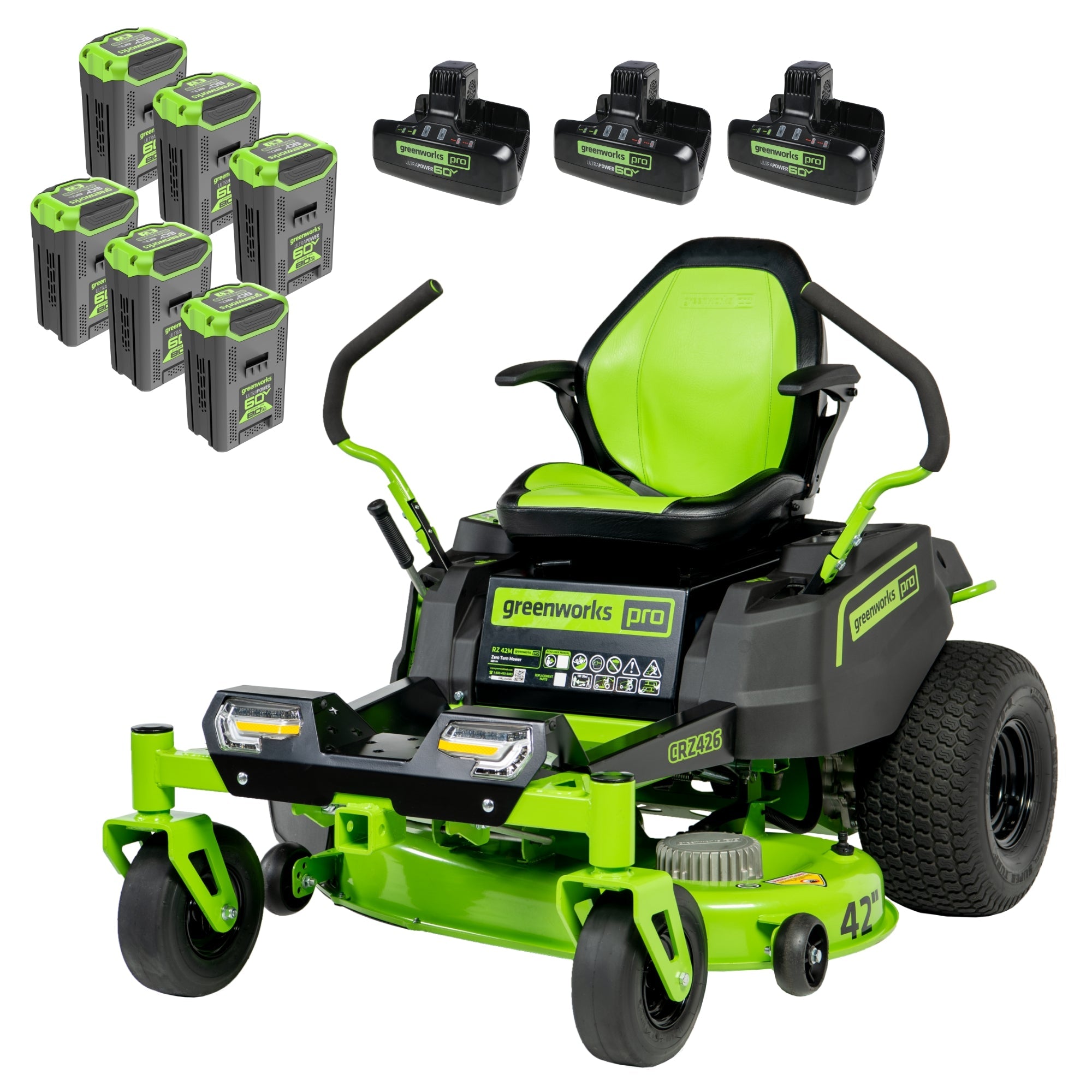 Tondeuse électrique CrossoverZ à rayon de braquage zéro 60 V 42 po avec (6) batteries 8 Ah et (3) turbocompresseurs à double port