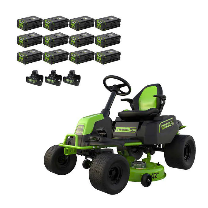 Tondeuse autoportée CrossoverT sans fil 80 V 42 V reconditionnée avec douze (12) batteries 4 Ah et trois (3) turbocompresseurs à double port